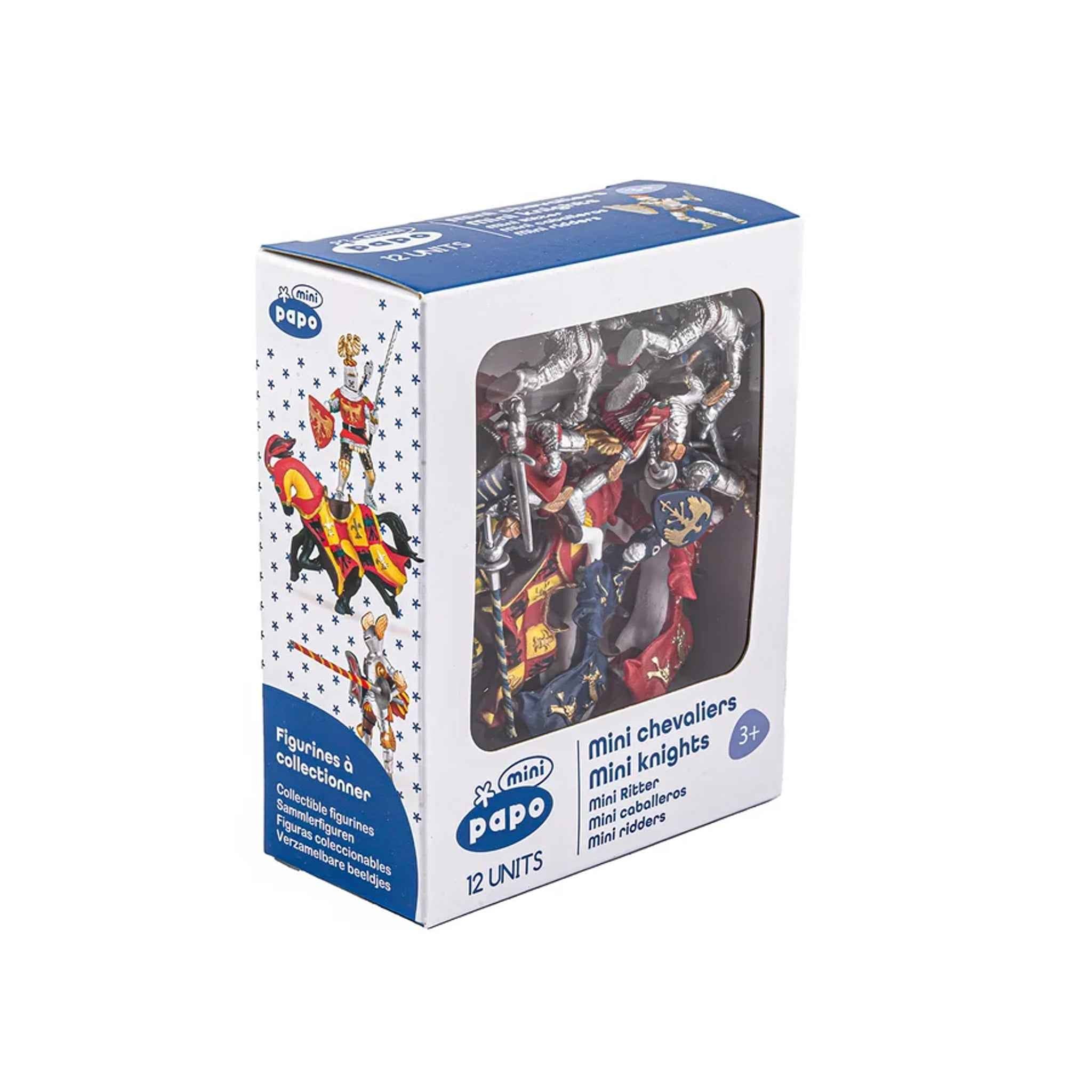 Mini Ritter Spielfiguren 12 Stück Kunststoffbehälter | Papo