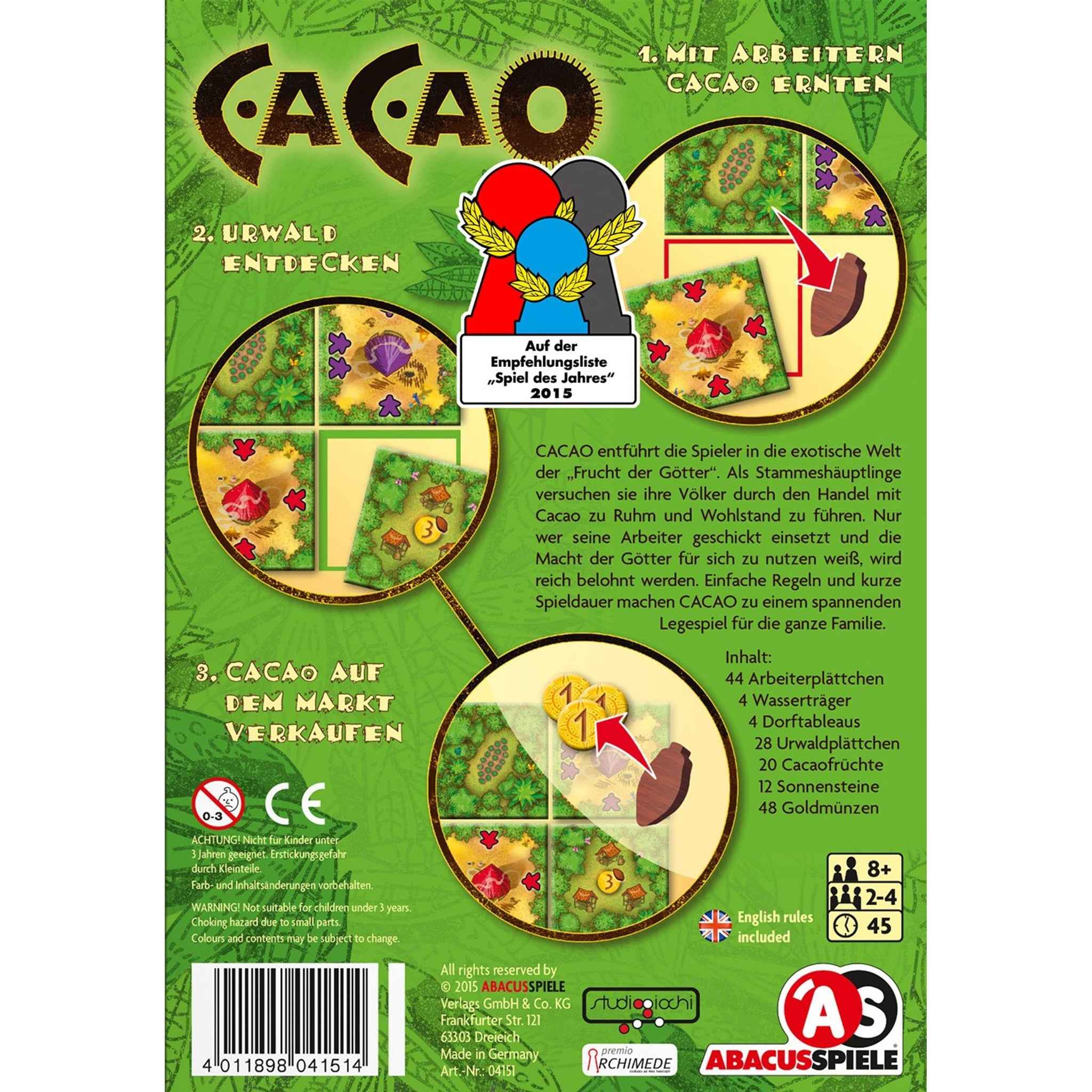Brettspiel Cacao 2-4 Spieler ab 8 Jahren 45 Minuten | ABACUSSPIELE