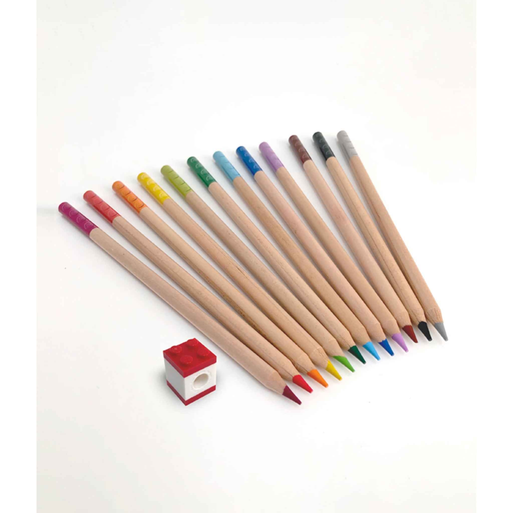 Buntstifte mit LEGO-Topper 12 Farben in Geschenkverpackung 20 cm | Joy Toy