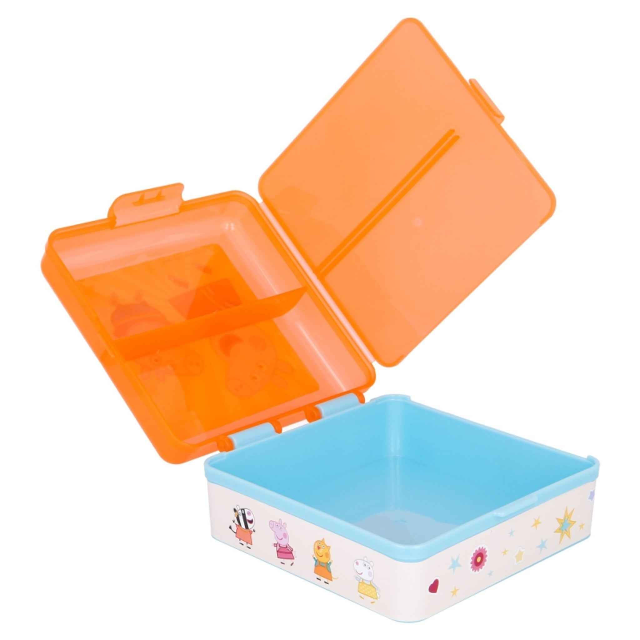 Sandwichbox Peppa Pig quadratisch Kunststoff 19,5×16,5×6,7 cm mehrere Fächer