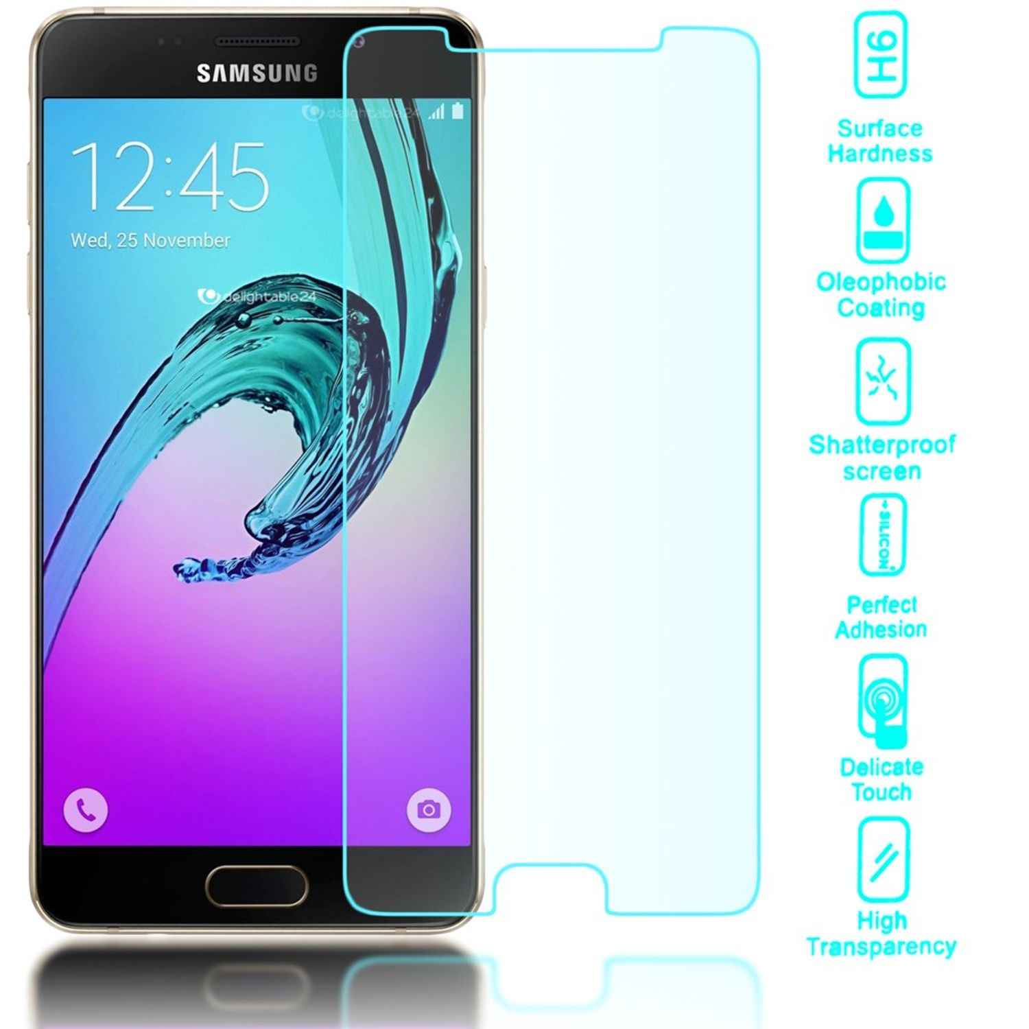 NALIA Schutzglas für Samsung Galaxy A3 2016, 9H Glasfolie Displayschutz LCD Film