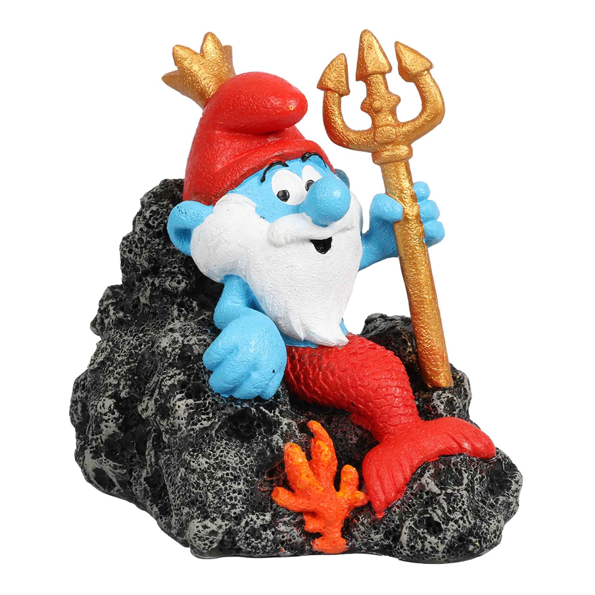 Deko-Figur Papa Schlumpf als Neptun Polyesterharz blau 9,4 cm