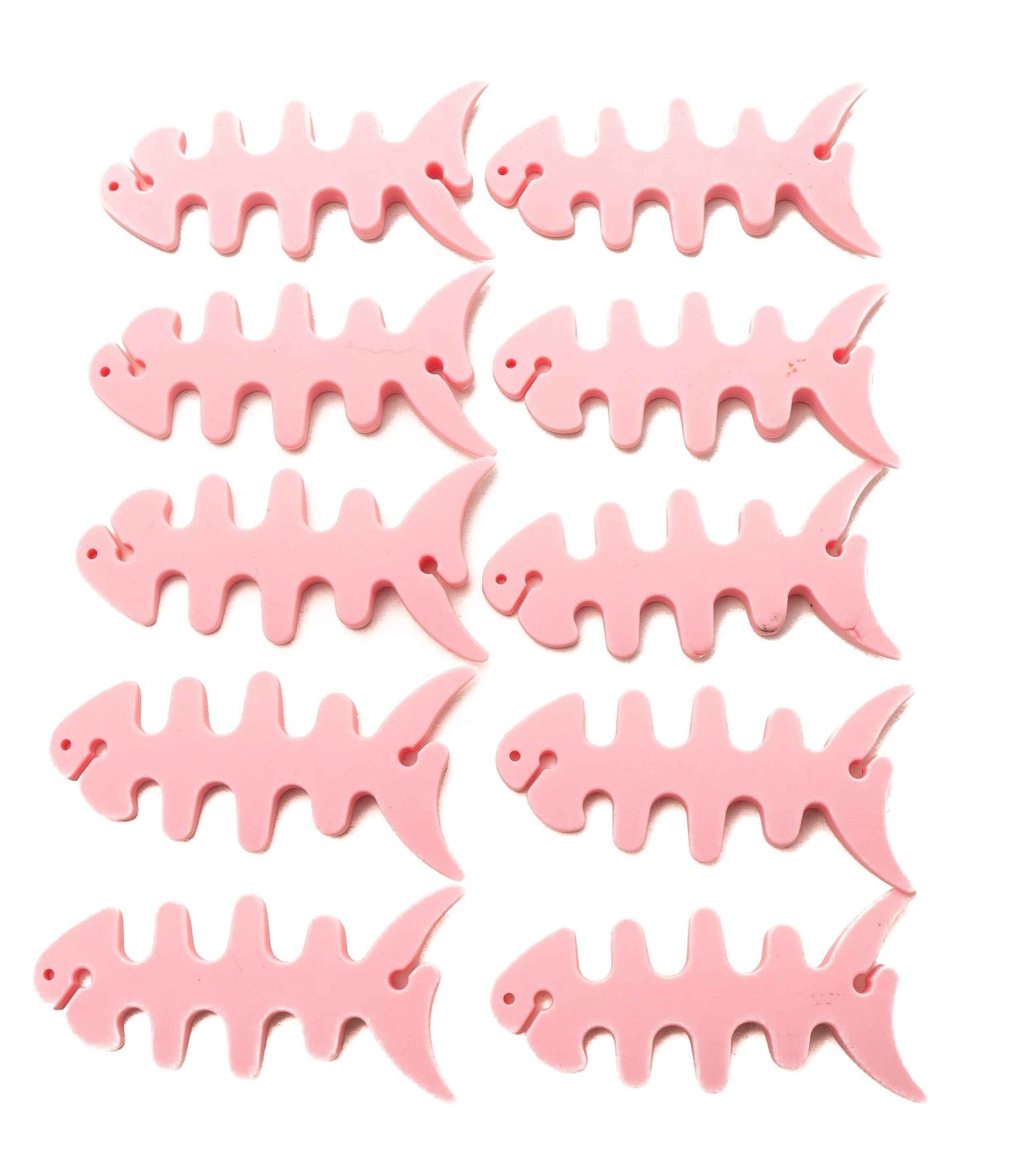 SYSTEM-S 10er Set Kabelmanager Wrap Kabelaufroller Fischform Silikon Aufwickler Kabelschutz in Pink
