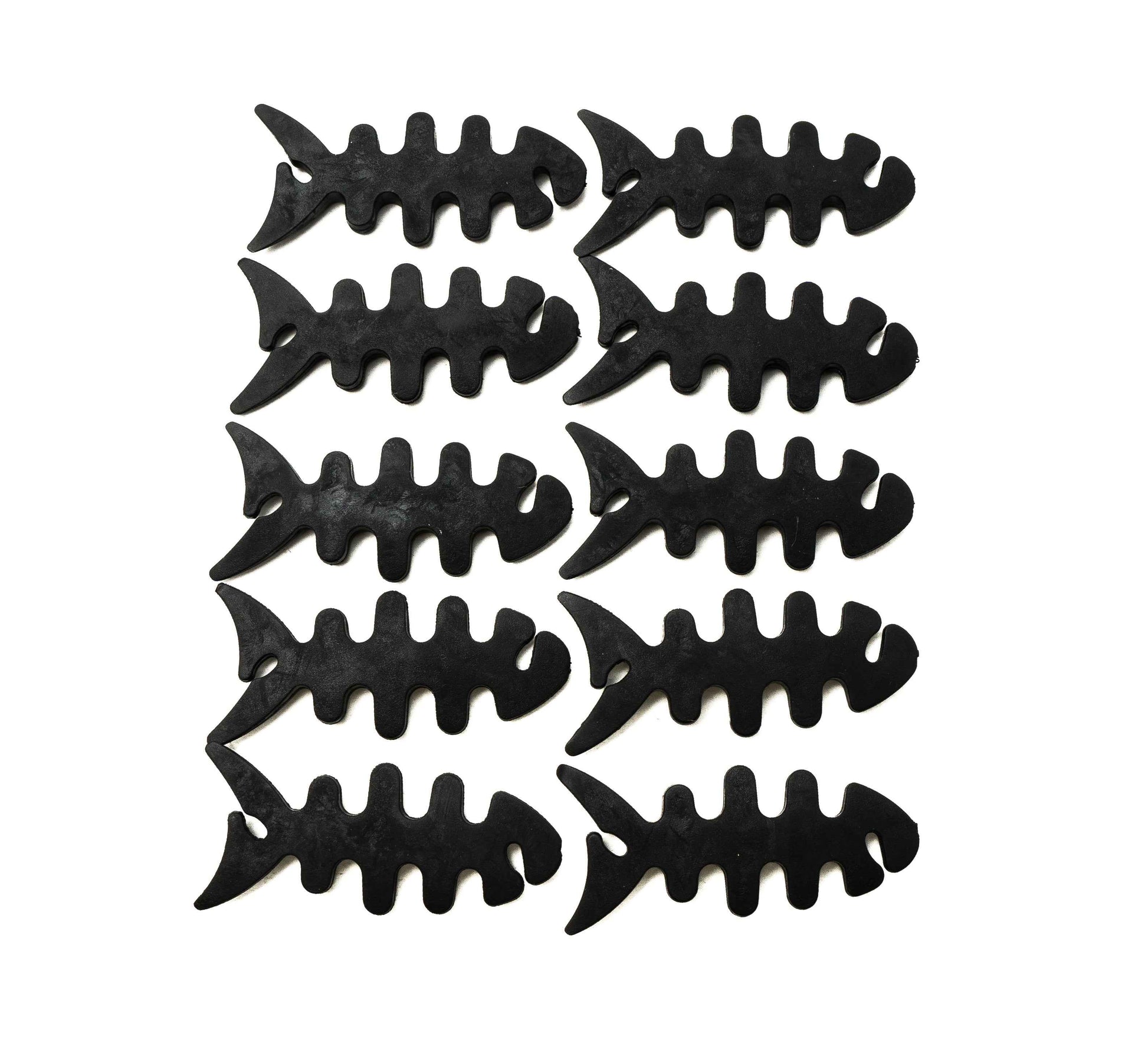 SYSTEM-S 10er Set Kabelmanager Wrap Kabelaufroller Fischform Silikon Aufwickler Kabelschutz in Schwarz