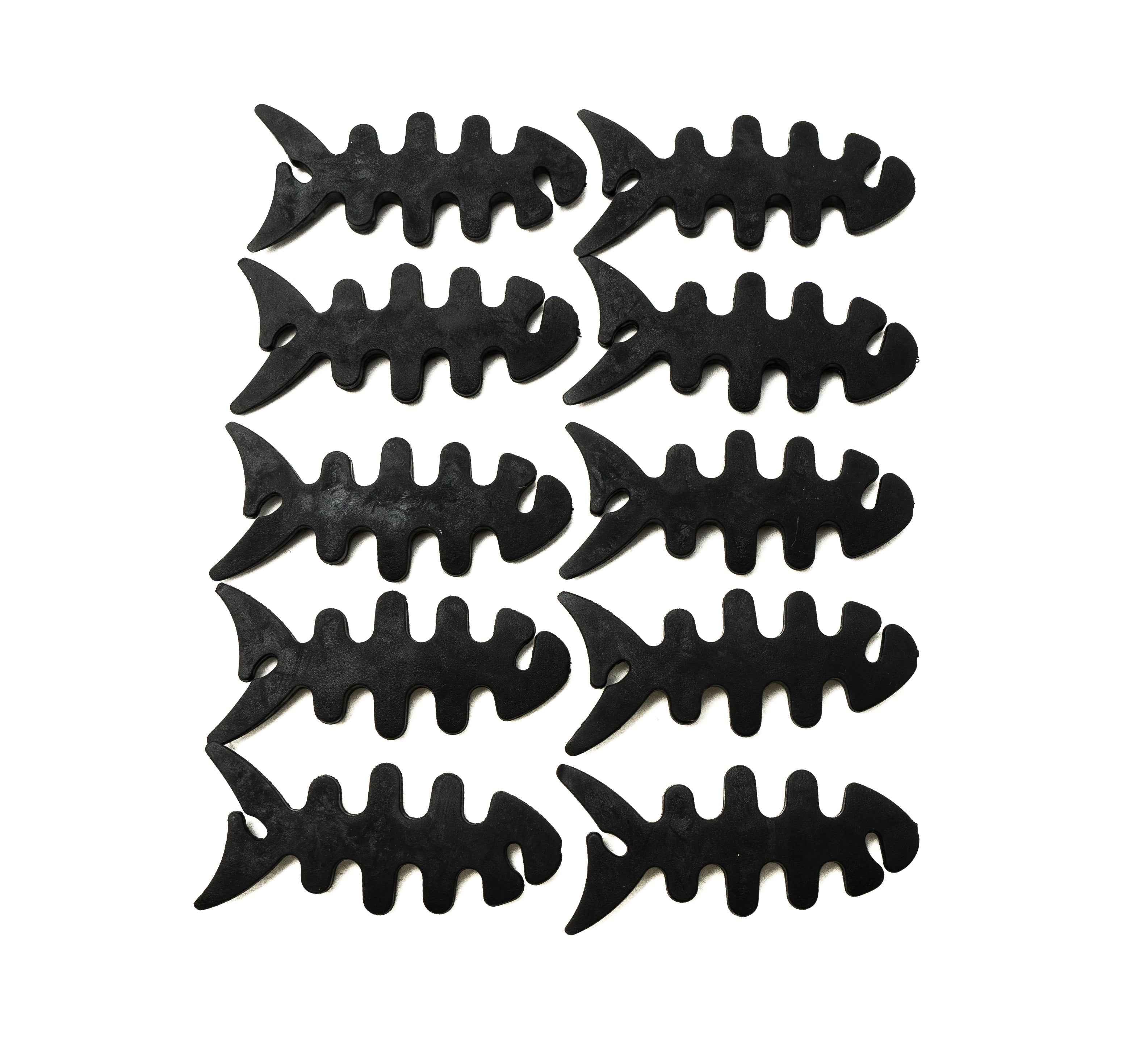 SYSTEM-S 10er Set Kabelmanager Wrap Kabelaufroller Fischform Silikon Aufwickler Kabelschutz in Schwarz