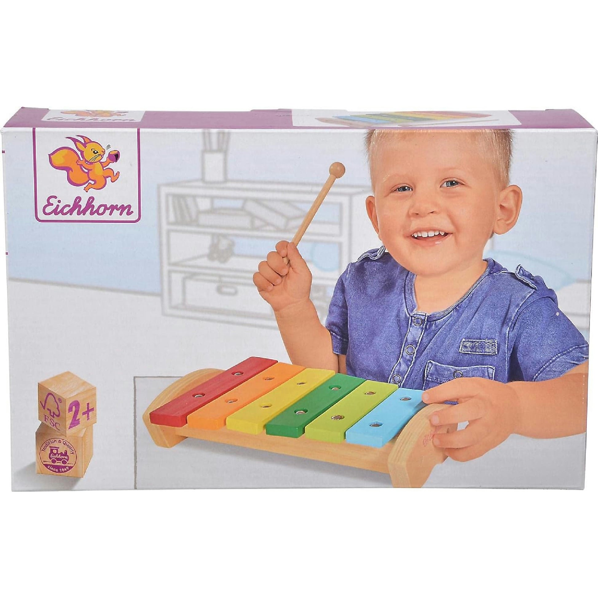 Eichhorn 100005075 - Holz Xylophon, 24 x 15 cm, 6 x Holznoten, Klöppel Hauptansicht