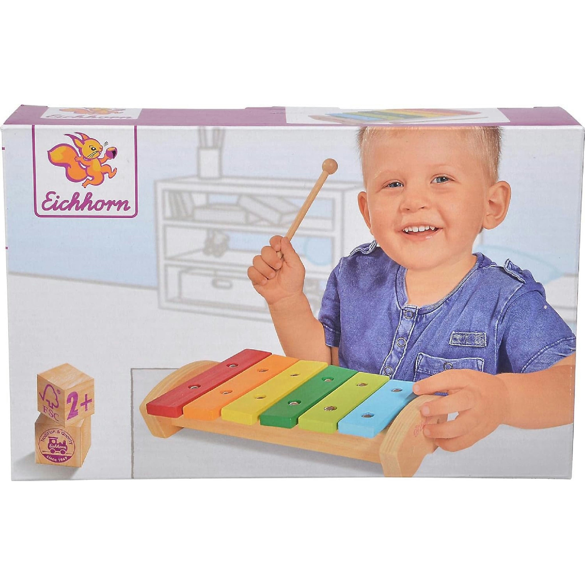 Eichhorn 100005075 - Holz Xylophon, 24 x 15 cm, 6 x Holznoten, Klöppel Hauptansicht