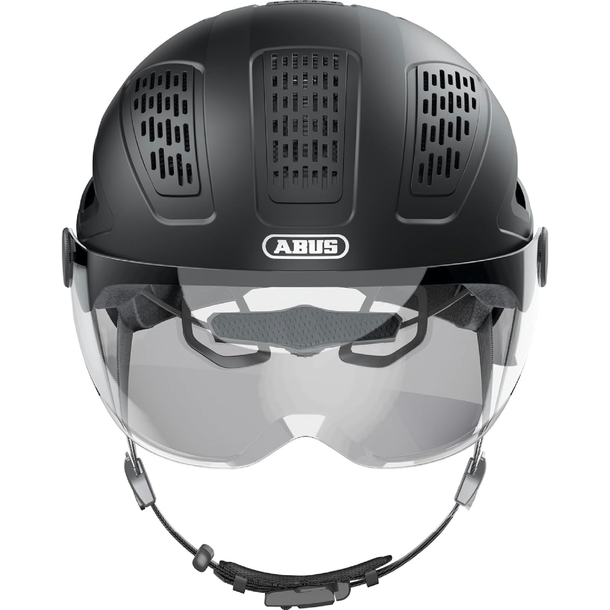 ABUS Stadthelm Hyban 2.0 ACE - Fahrradhelm mit Visier, Licht und ABS-Hartschale - für Damen und Herren - Schwarz (velvet black), Größe L Hauptansicht