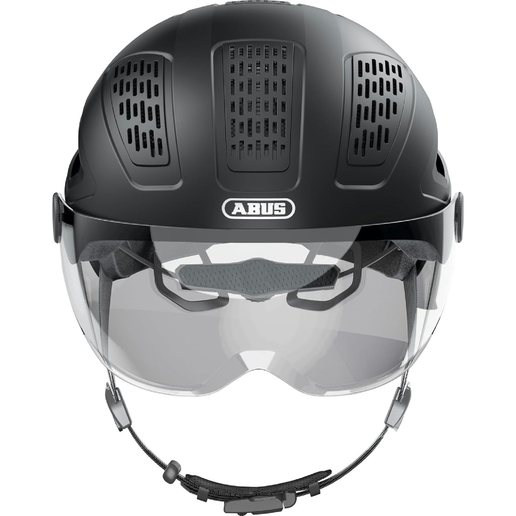 ABUS Stadthelm Hyban 2.0 ACE - Fahrradhelm mit Visier, Licht und ABS-Hartschale - für Damen und Herren - Schwarz (velvet black), Größe L Hauptansicht