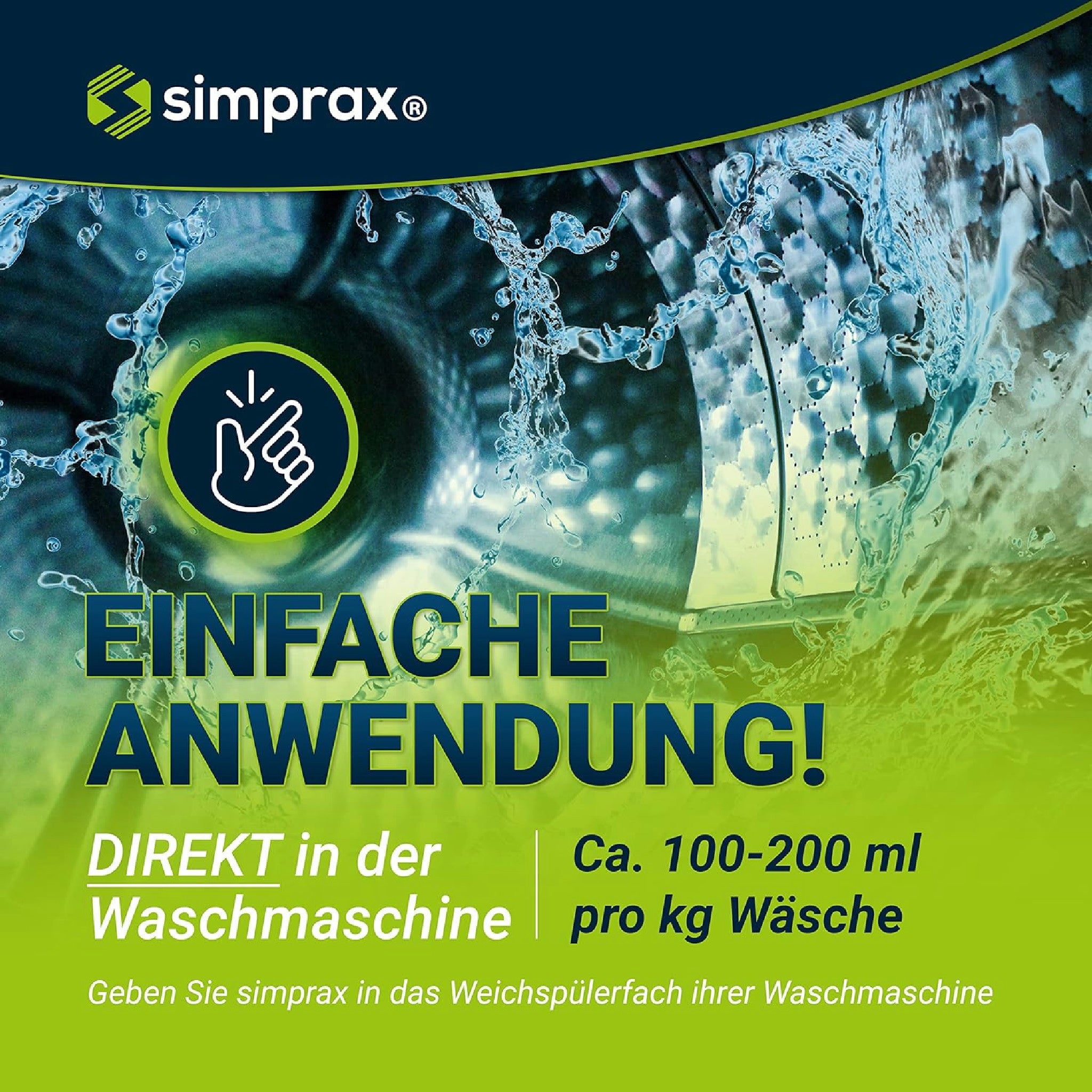simprax® Textil Wash-In Imprägnierung - Klimaneutrales Imprägniermittel. Umweltfreundliche Einwaschimprägnierung für Funktions- & Outdoortextilien wie Gore-Tex, etc. Waschmaschine o. Handwäsche Hauptansicht