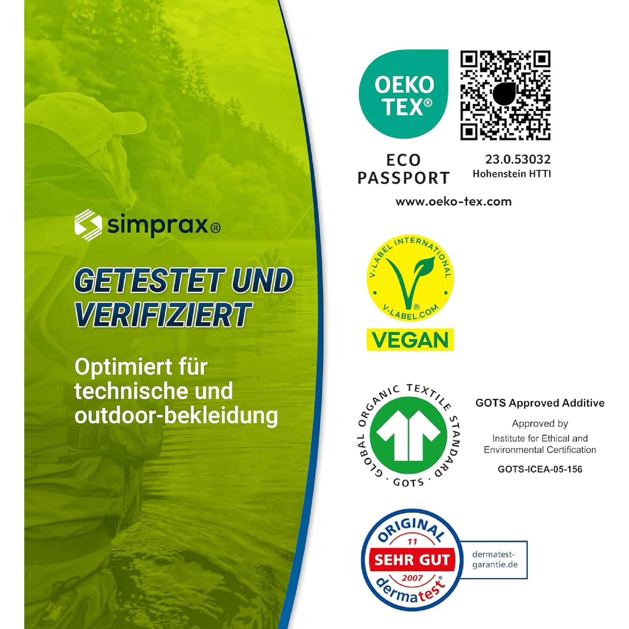 simprax® Textil Wash-In Imprägnierung - Klimaneutrales Imprägniermittel. Umweltfreundliche Einwaschimprägnierung für Funktions- & Outdoortextilien wie Gore-Tex, etc. Waschmaschine o. Handwäsche Hauptansicht