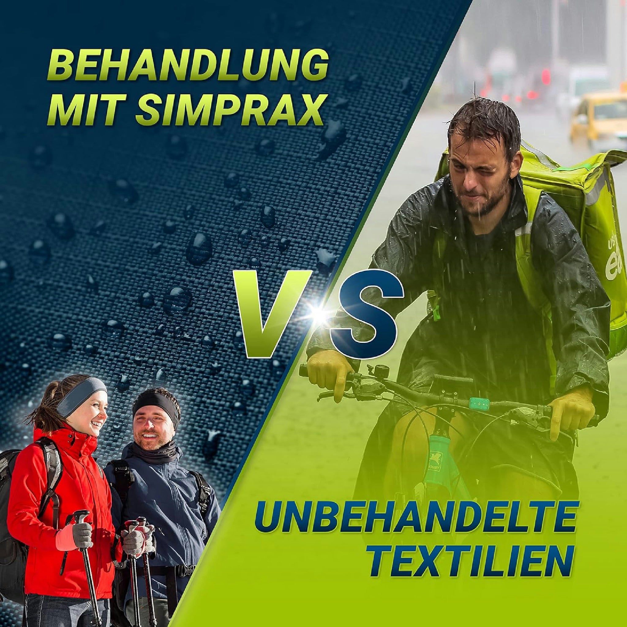 simprax® Textil Wash-In Imprägnierung - Klimaneutrales Imprägniermittel. Umweltfreundliche Einwaschimprägnierung für Funktions- & Outdoortextilien wie Gore-Tex, etc. Waschmaschine o. Handwäsche Hauptansicht