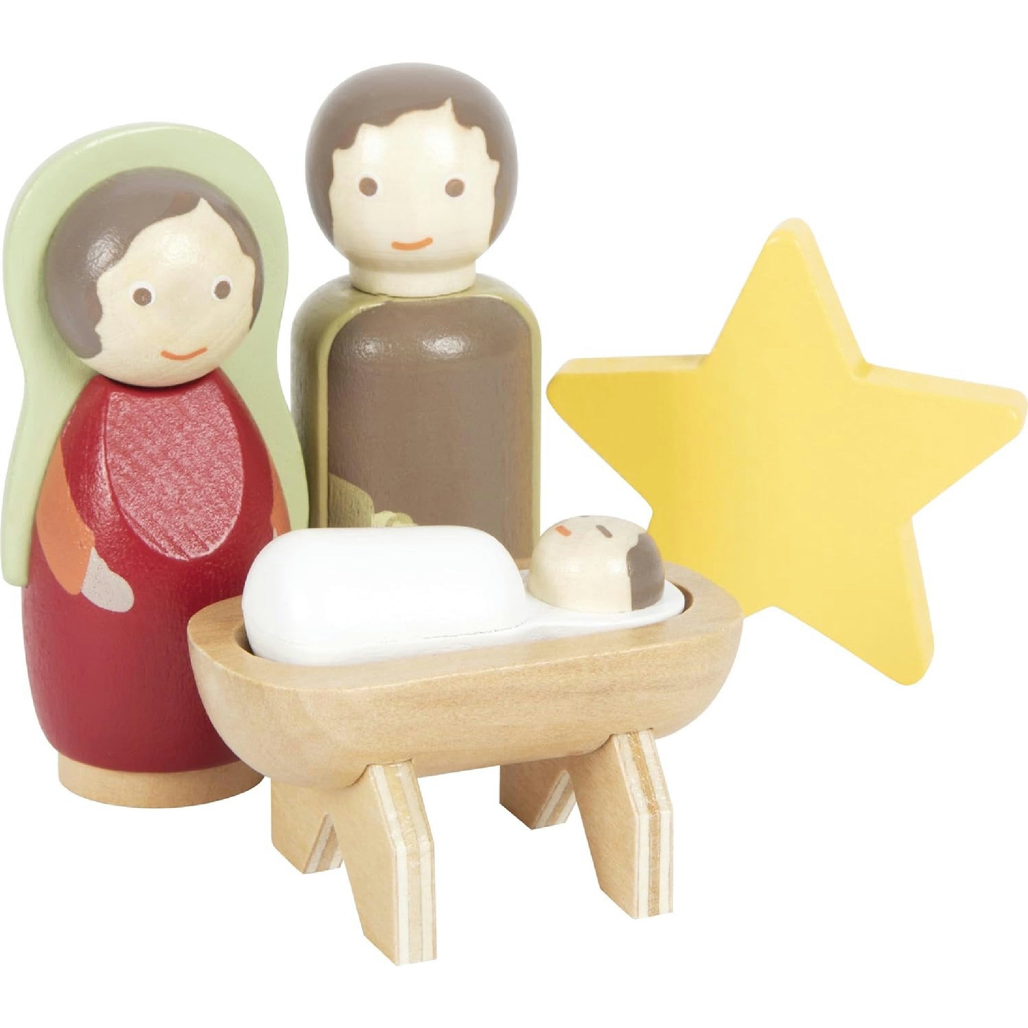 small foot Weihnachtskrippe aus Holz, 18-teiliges Spielset für Kinder, kindgerechte Weihnachtsdekoration mit Figuren und Tieren, 12356 Hauptansicht