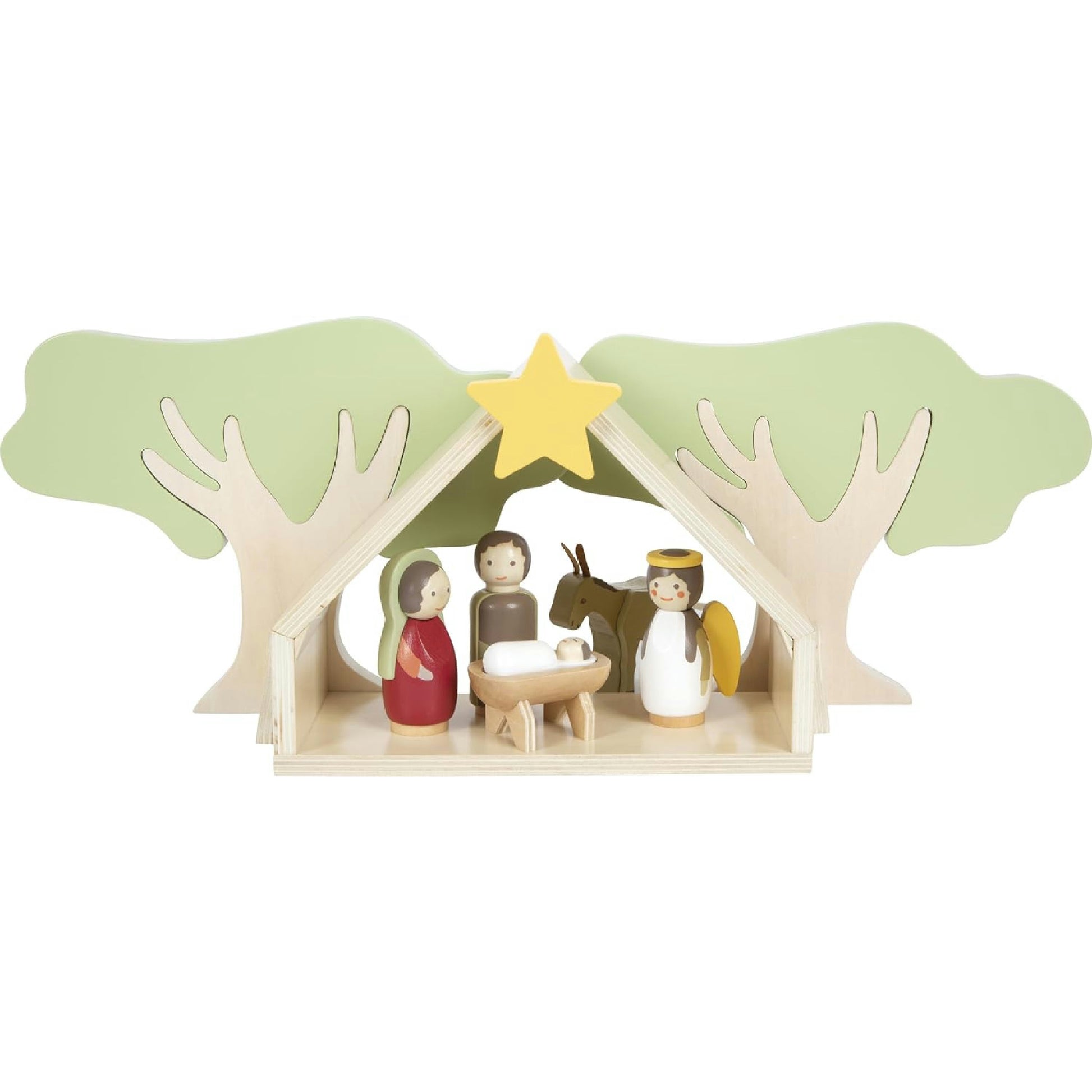 small foot Weihnachtskrippe aus Holz, 18-teiliges Spielset für Kinder, kindgerechte Weihnachtsdekoration mit Figuren und Tieren, 12356 Hauptansicht