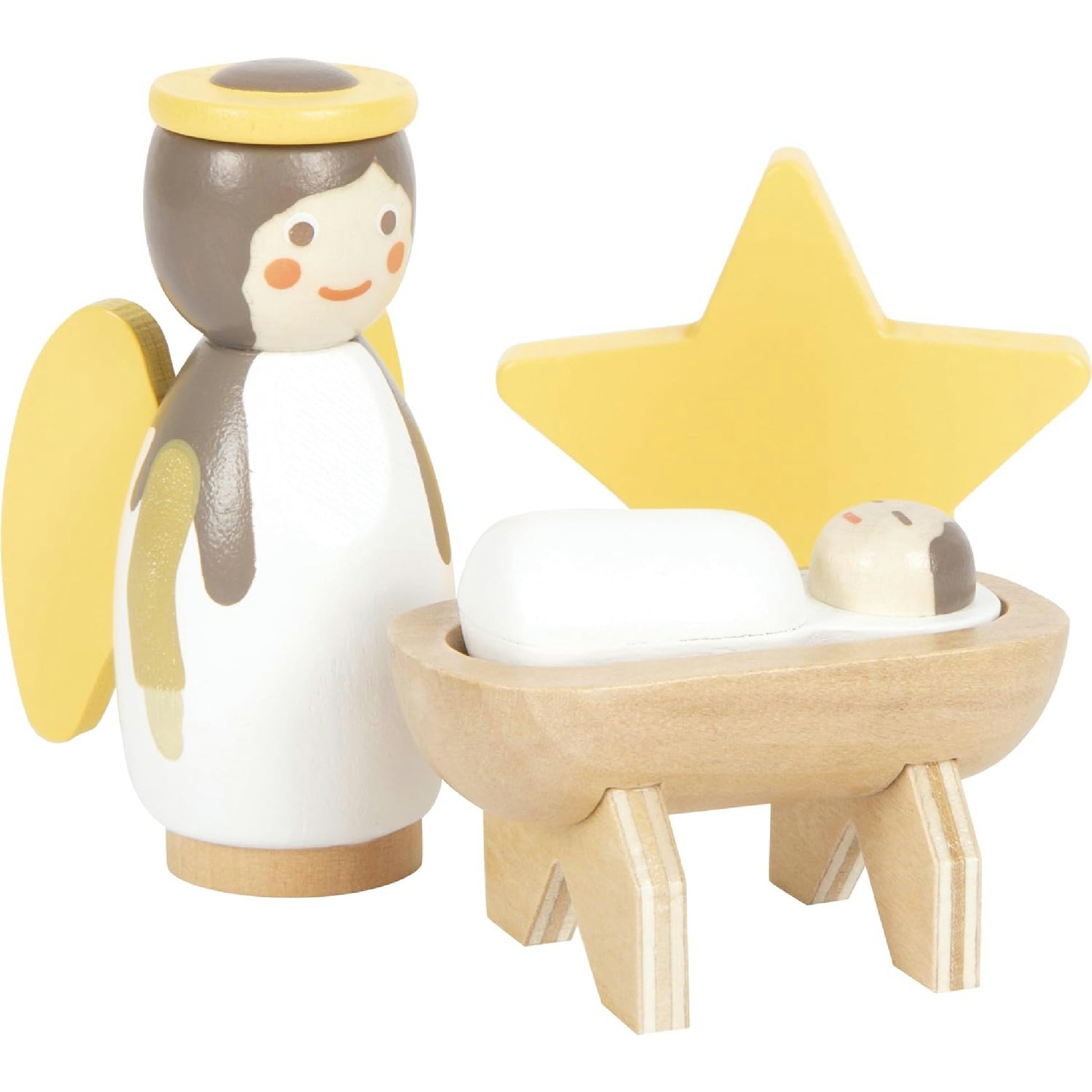 small foot Weihnachtskrippe aus Holz, 18-teiliges Spielset für Kinder, kindgerechte Weihnachtsdekoration mit Figuren und Tieren, 12356 Hauptansicht