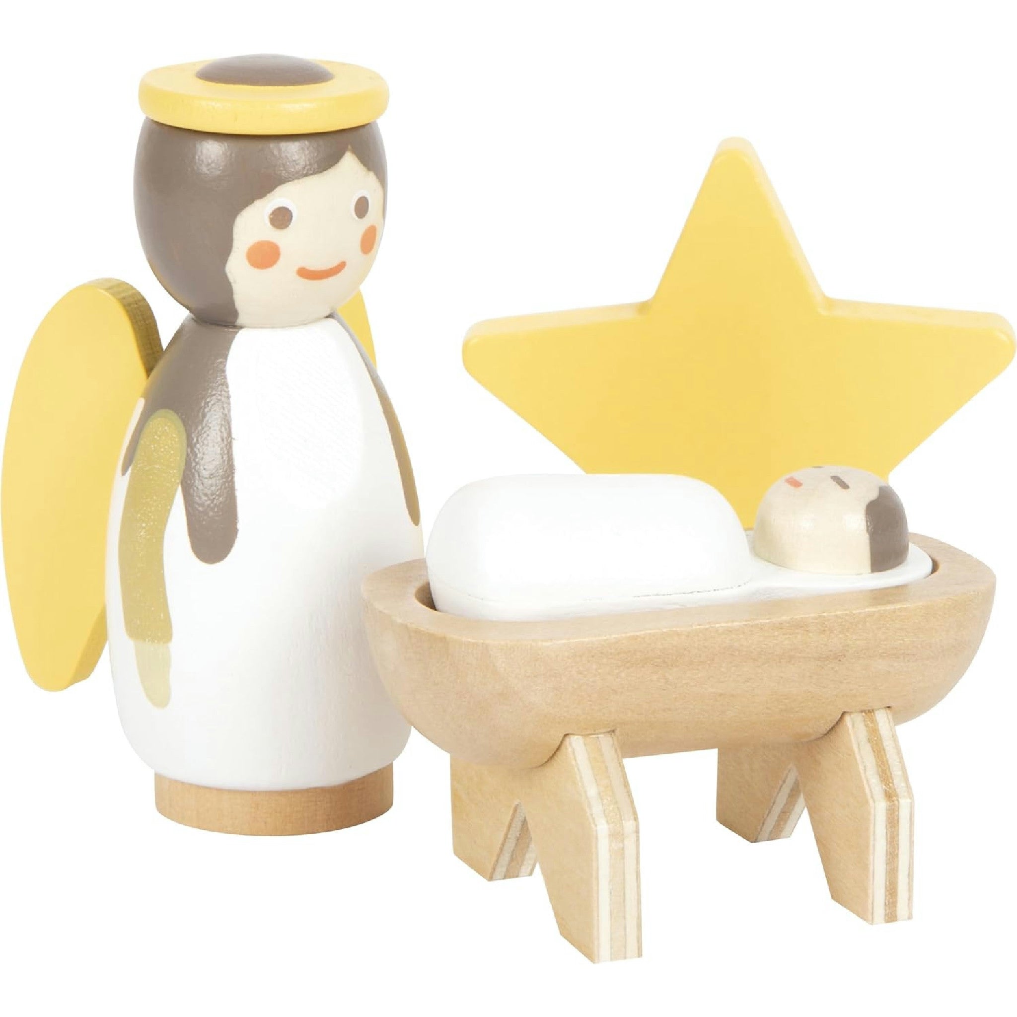 small foot Weihnachtskrippe aus Holz, 18-teiliges Spielset für Kinder, kindgerechte Weihnachtsdekoration mit Figuren und Tieren, 12356 Hauptansicht