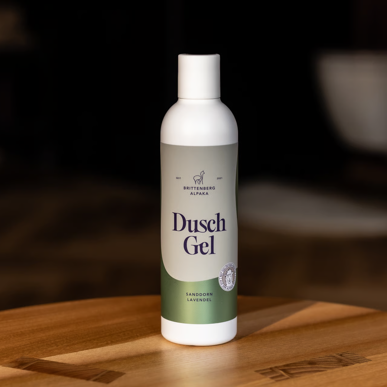 Brittenberg Alpaka Dusch Gel Sanddorn mit Keratin, 250ml Flasche für sanfte Hautpflege