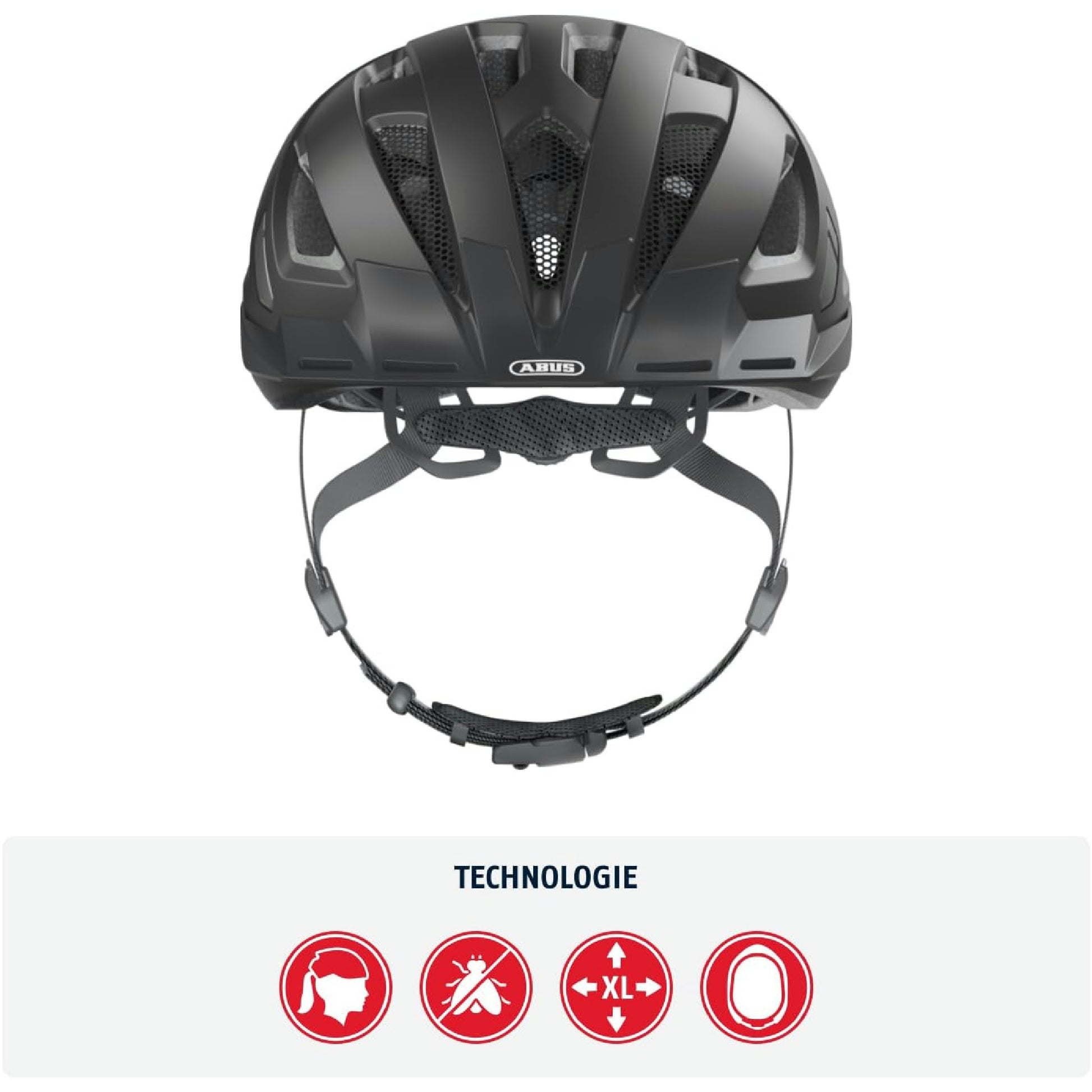 ABUS Stadthelm Urban-I 3.0 - Fahrradhelm mit Rücklicht, Schirm und Magnetverschluss - für Damen und Herren - Schwarz Matt, Größe M Hauptansicht