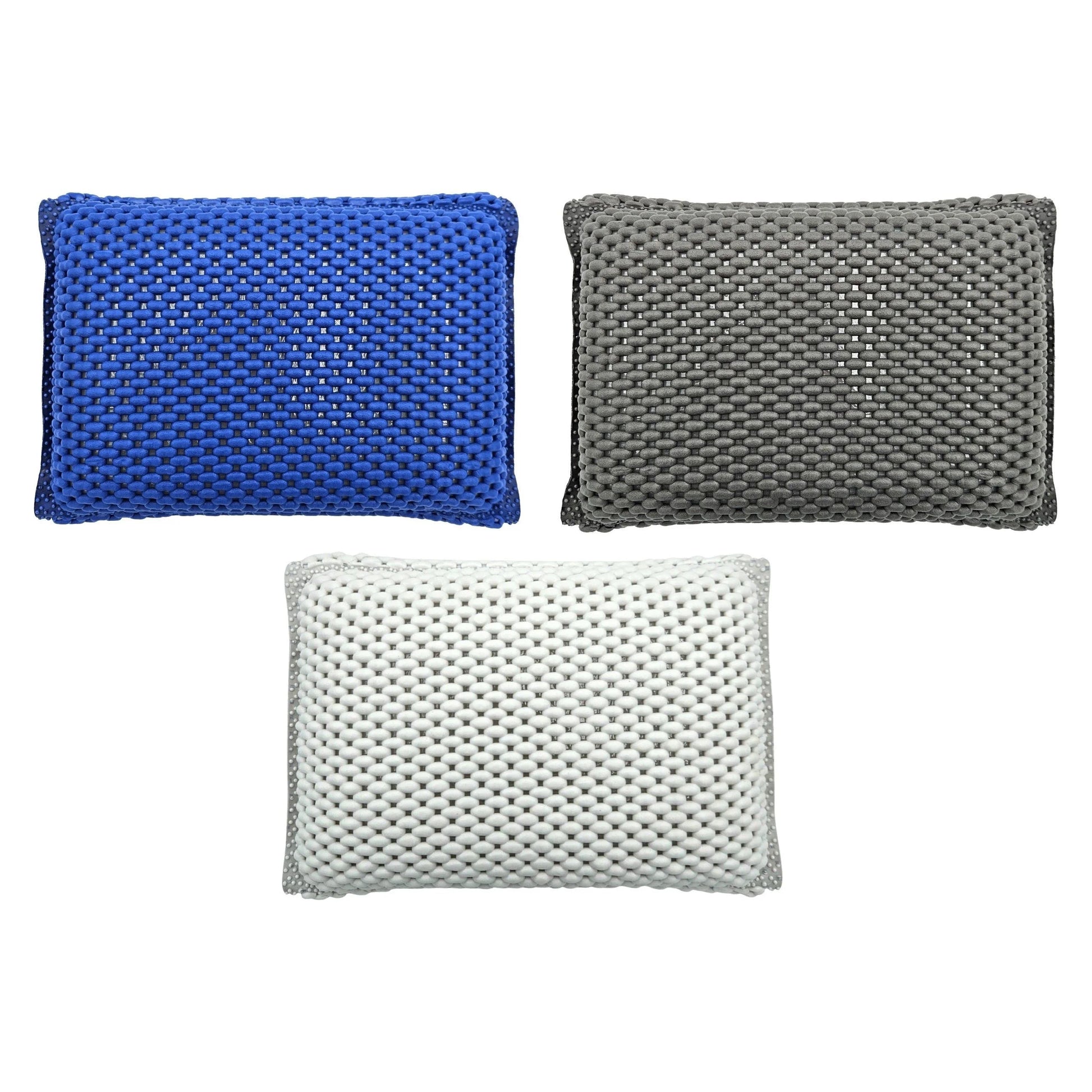 Graues Badewannenkissen mit weißen und blauen Akzenten, mit Saugnäpfen für sicheren Halt