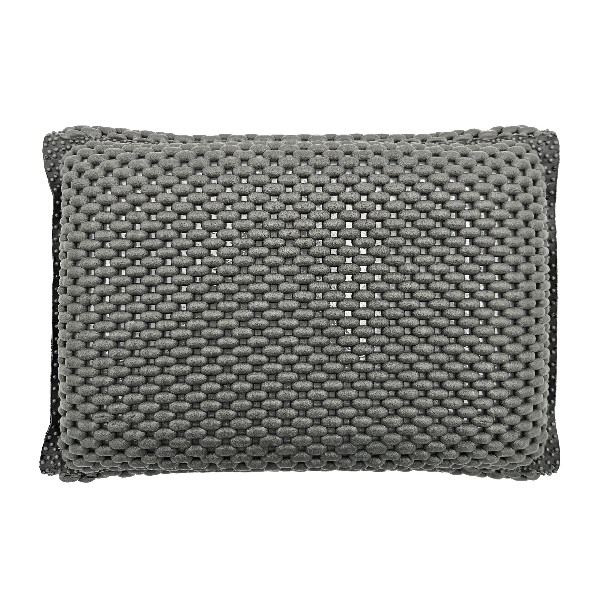 Komfortables Badewannenkissen in Grau, mit blauen und weißen Akzenten