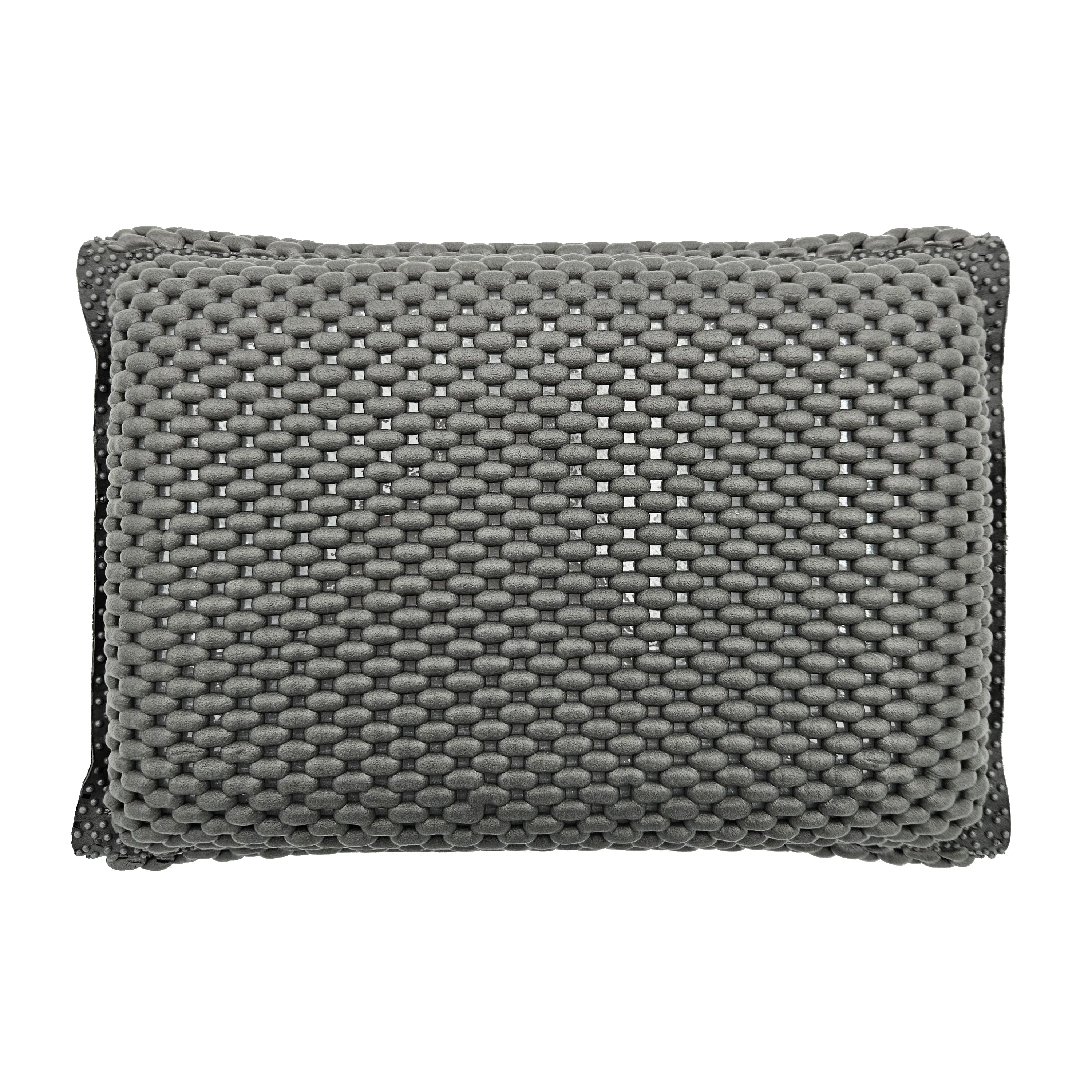 Komfortables Badewannenkissen in Grau, mit blauen und weißen Akzenten