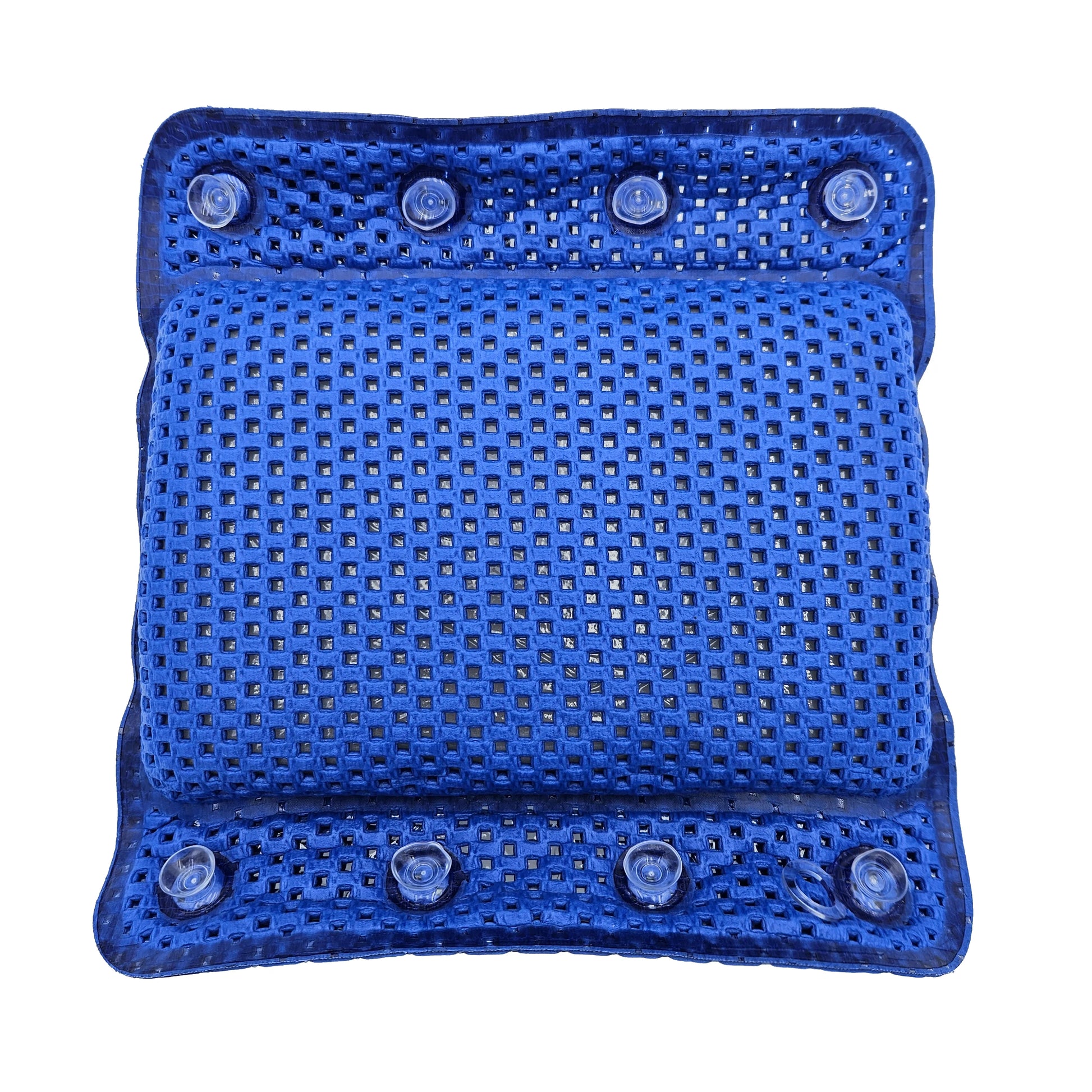 Badewannenkissen in stilvollem Grau mit blauen Akzenten, bequem und praktisch