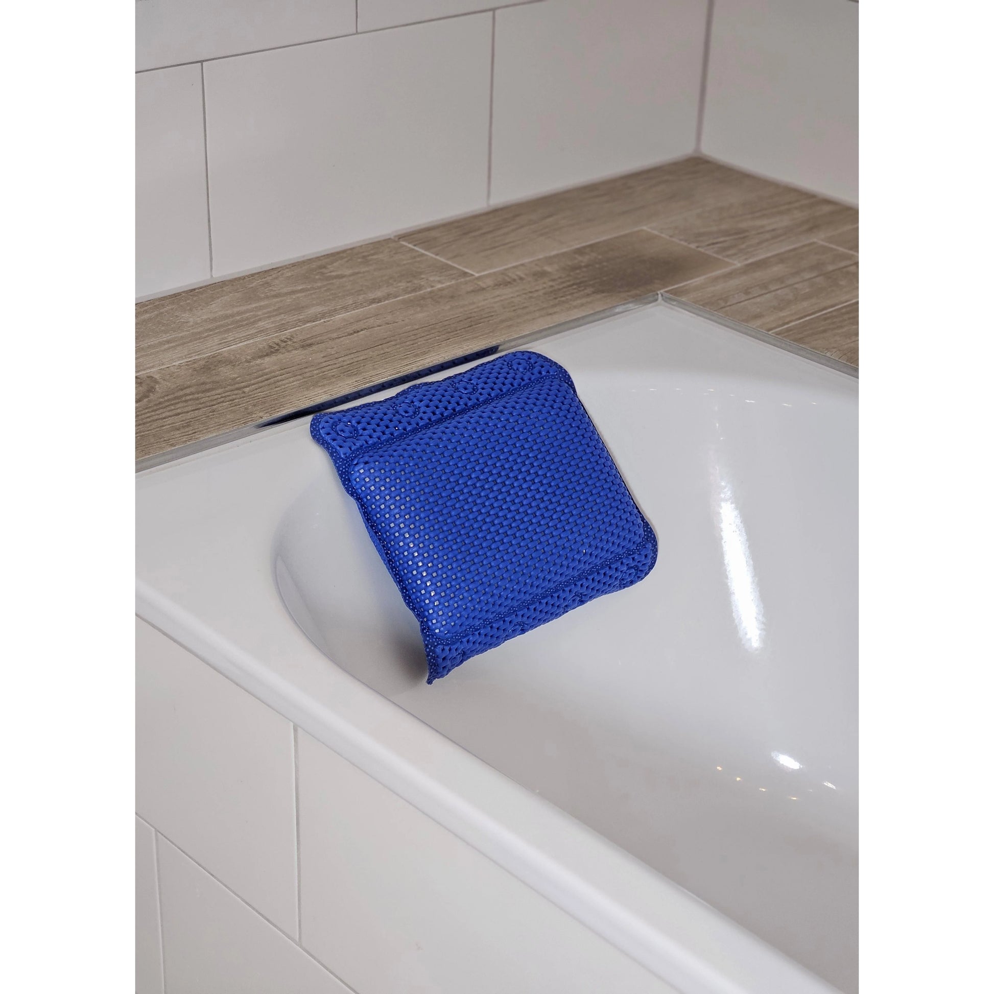 Badewannenkissen in Grau und Blau, ideal für entspannende Wellness-Momente