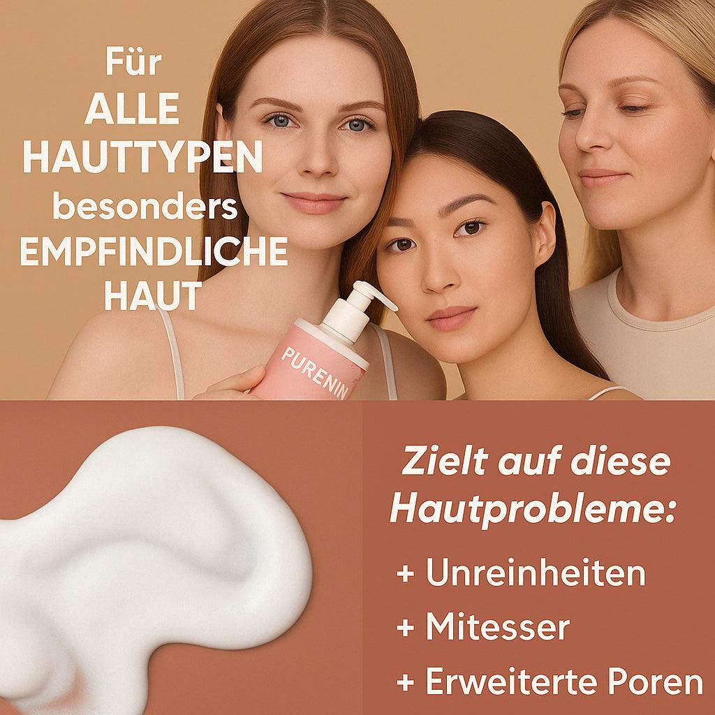 Purenin Gesichtsreiniger, Anwendung auf dem Gesicht mit schäumender Reinigung