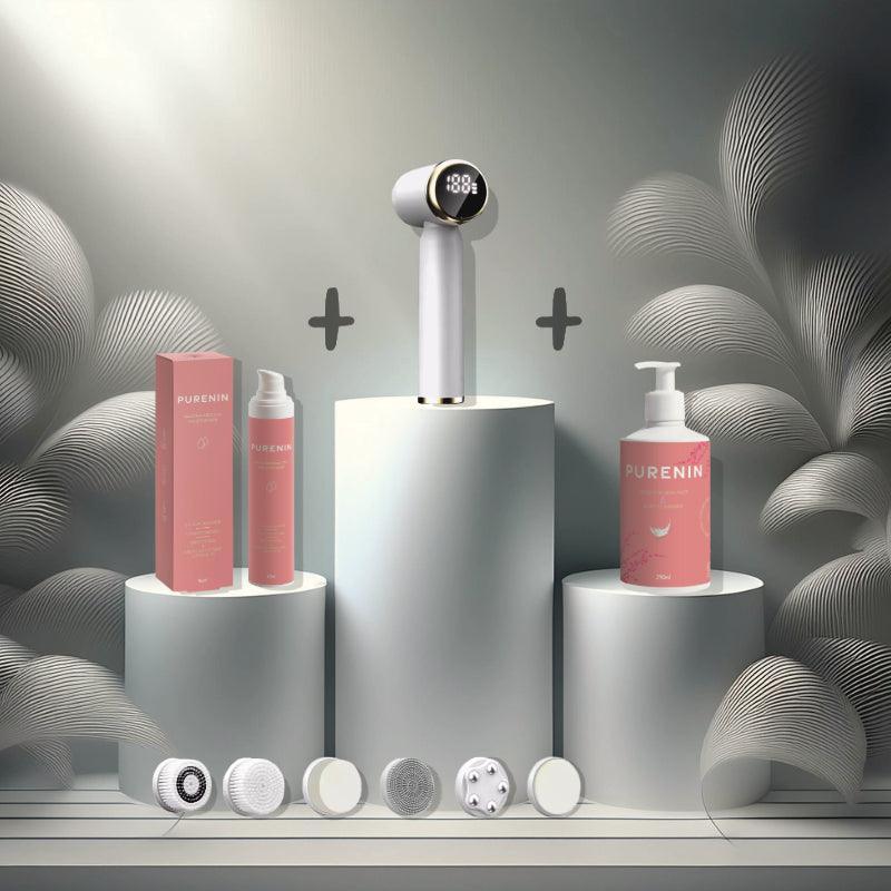 PURENIN Gesichtsbürste 6in1 Set in Weiß mit USB-Ladefunktion