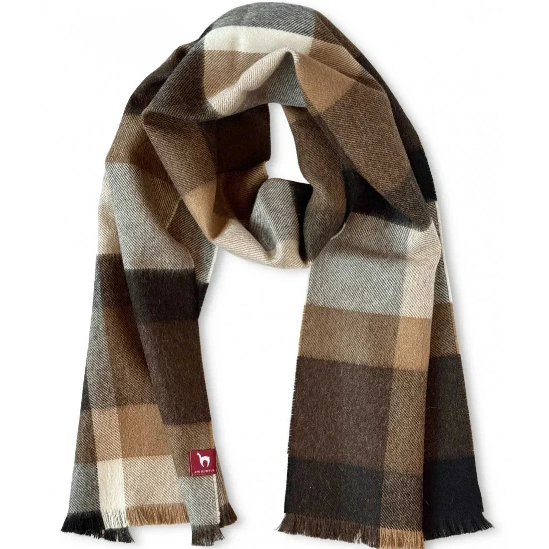 Apu Kuntur Webschal aus 100% Baby Alpaka im bunten Cuadro-Muster