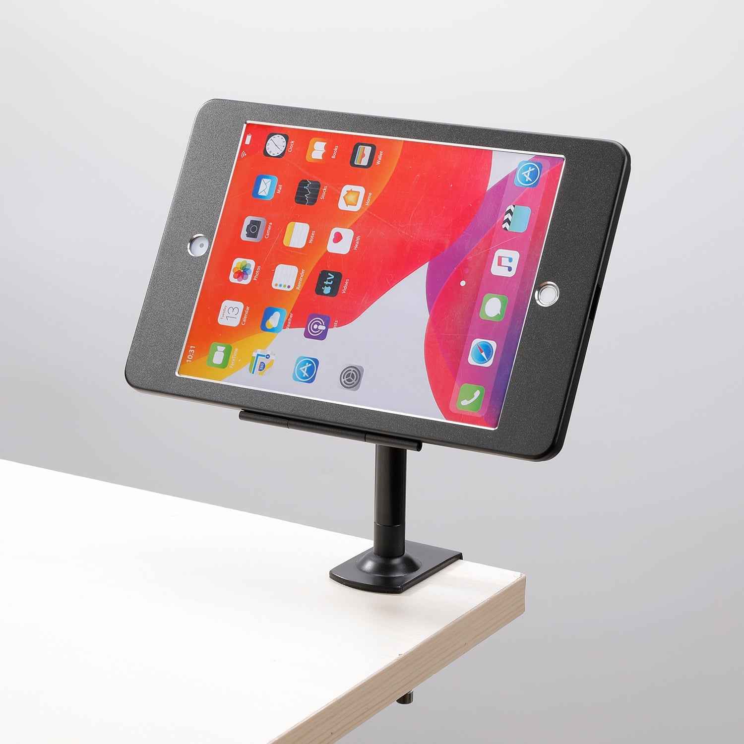 SYSTEM-S Stangen Halterung mit Schloss Befestigung aus Metall Schwarz für iPad Pro 10,5"
