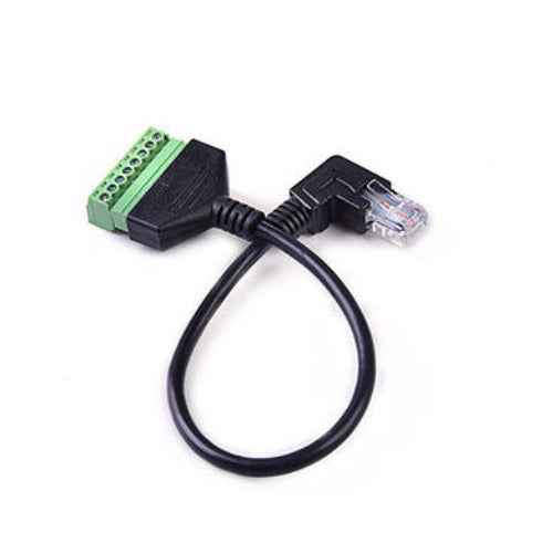 SYSTEM-S LAN Kabel 30 cm RJ45 Stecker zu 8 pin Terminalblock Winkel in Schwarz