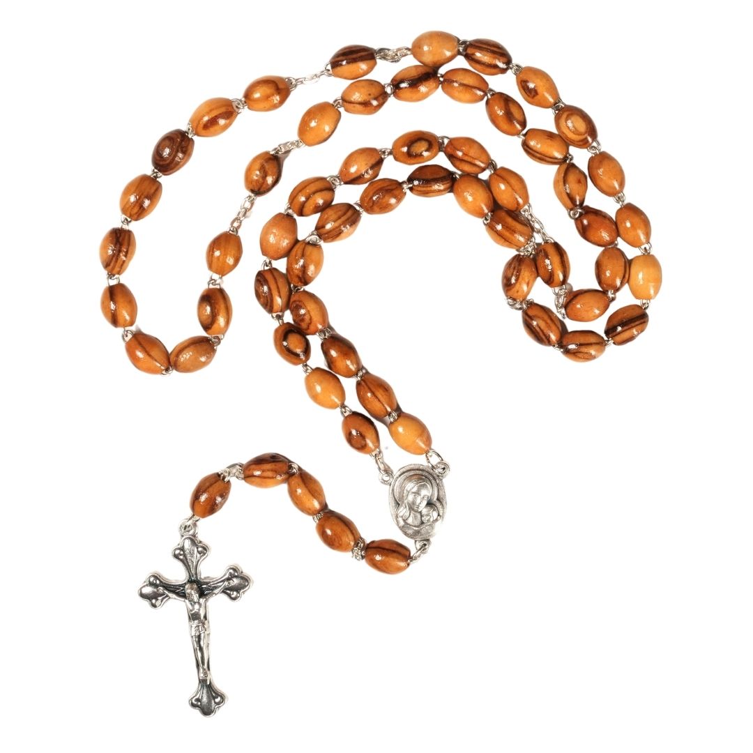 Zeus Rosenkranz oval aus Metall und Erde, handgefertigt, rustikales Design