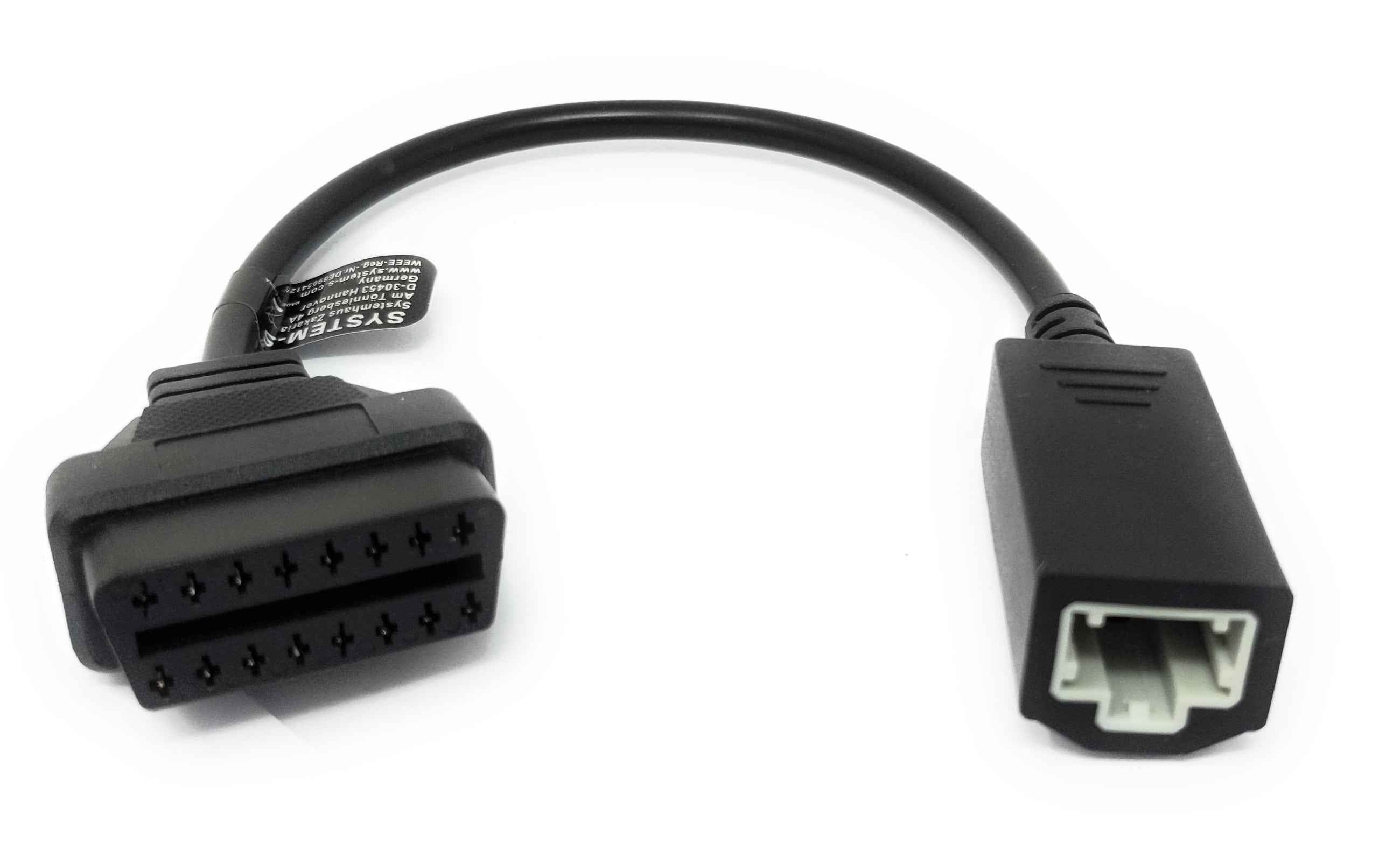 SYSTEM-S OBD Kabel 30 cm OBD 2 Buchse für Honda 3pin in Schwarz für Auto Diagnose