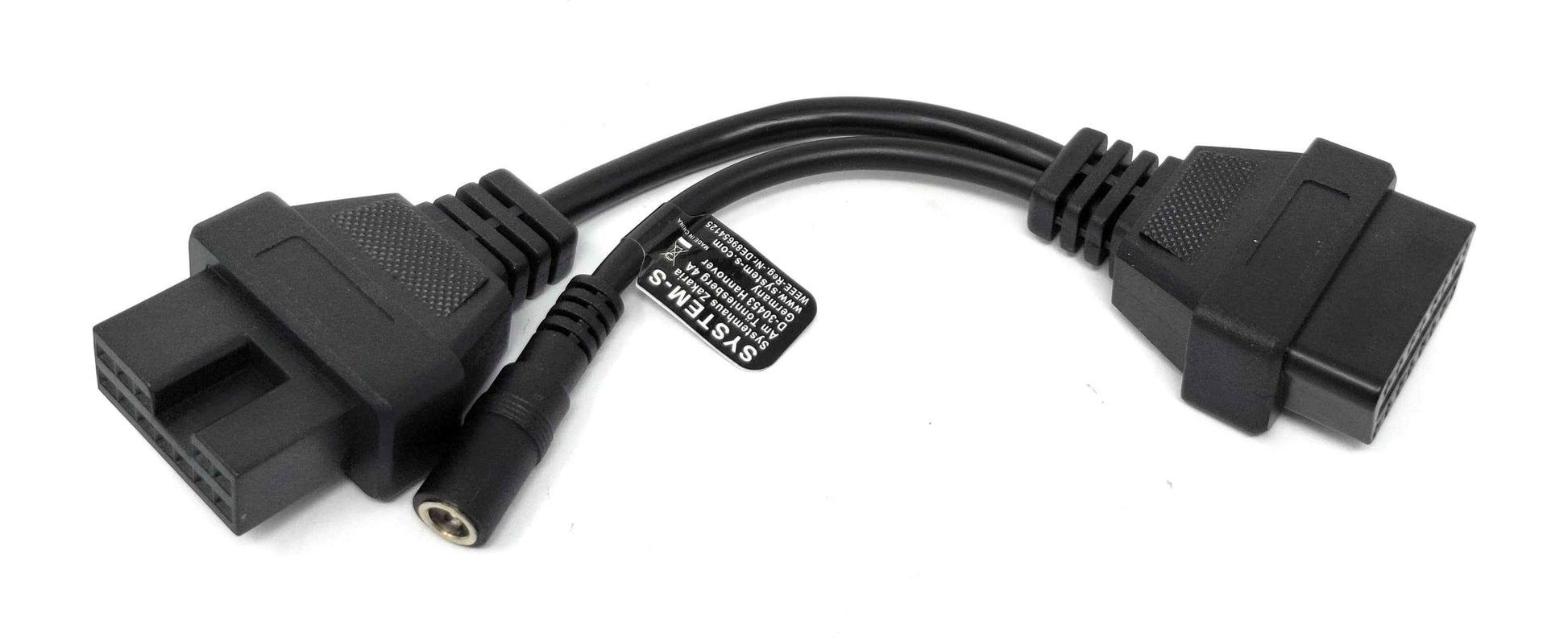 SYSTEM-S OBD Kabel 20 cm OBD 2 Buchse für Mitsubishi 12pin in Schwarz für Auto Diagnose