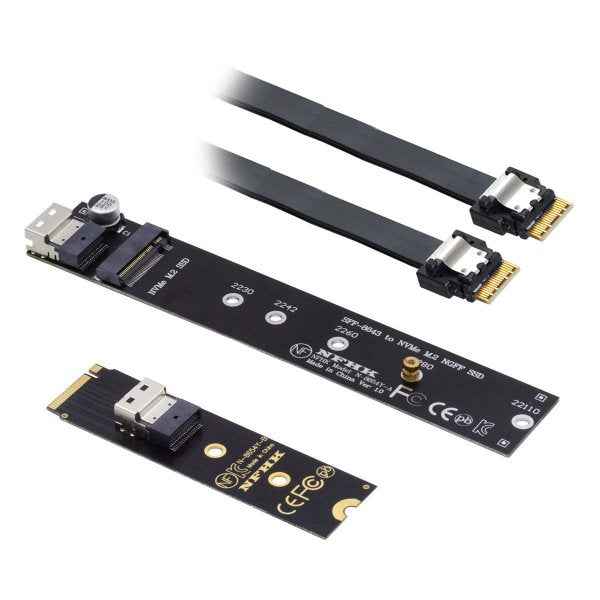 SYSTEM-S SFF-8654 NGFF M-key 40 cm NVME Kabel Stecker zu Buchse für Mainboard SSD