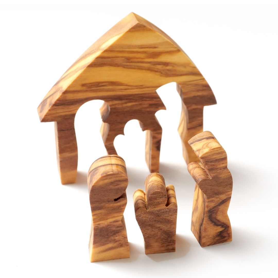 Zeus Weihnachtsdeko Krippe Puzzle aus Olivenholz, detailreiche Figuren