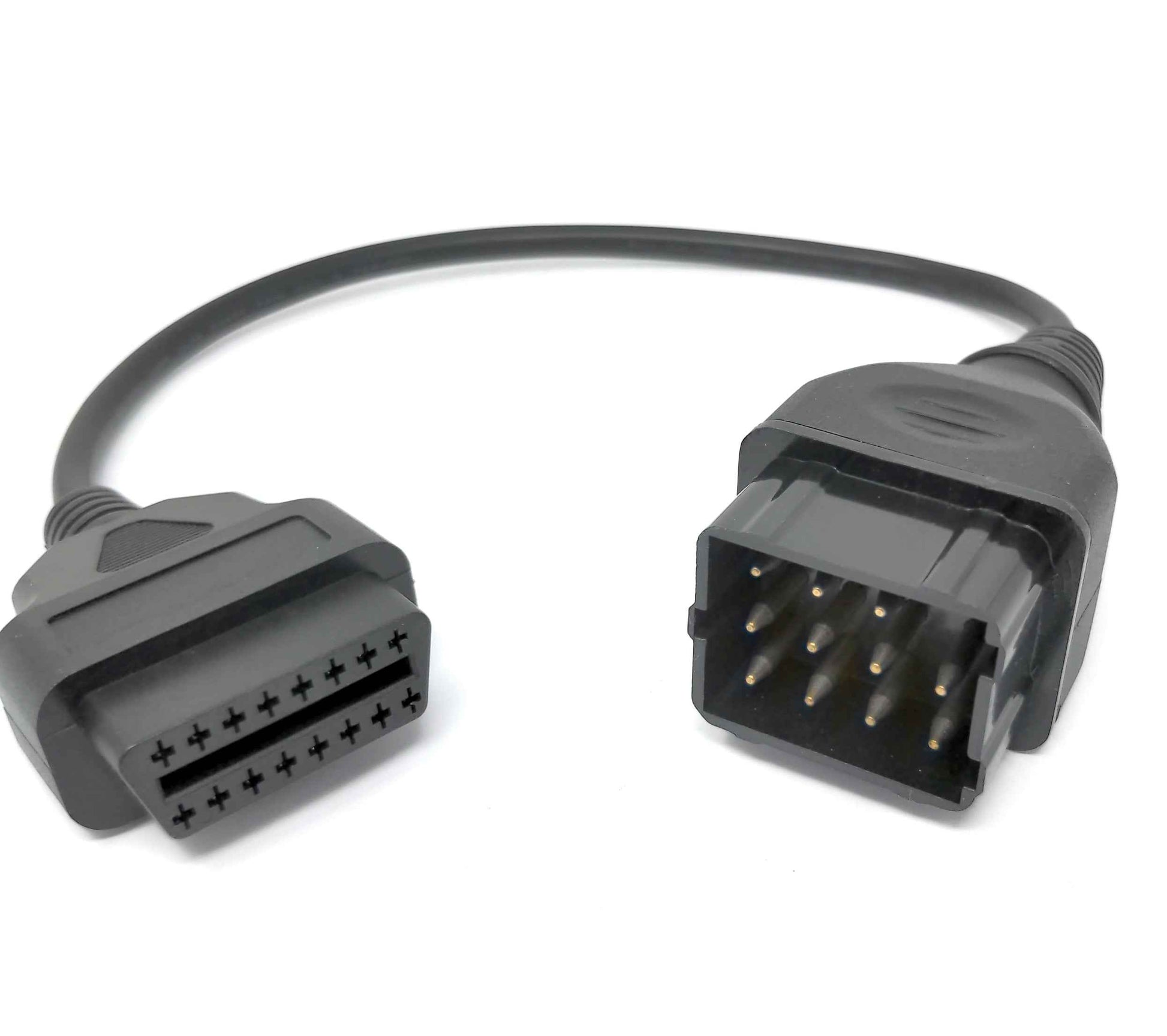 SYSTEM-S OBD Kabel 40 cm OBD 2 Buchse für Renault 12pin in Schwarz für Auto Diagnose