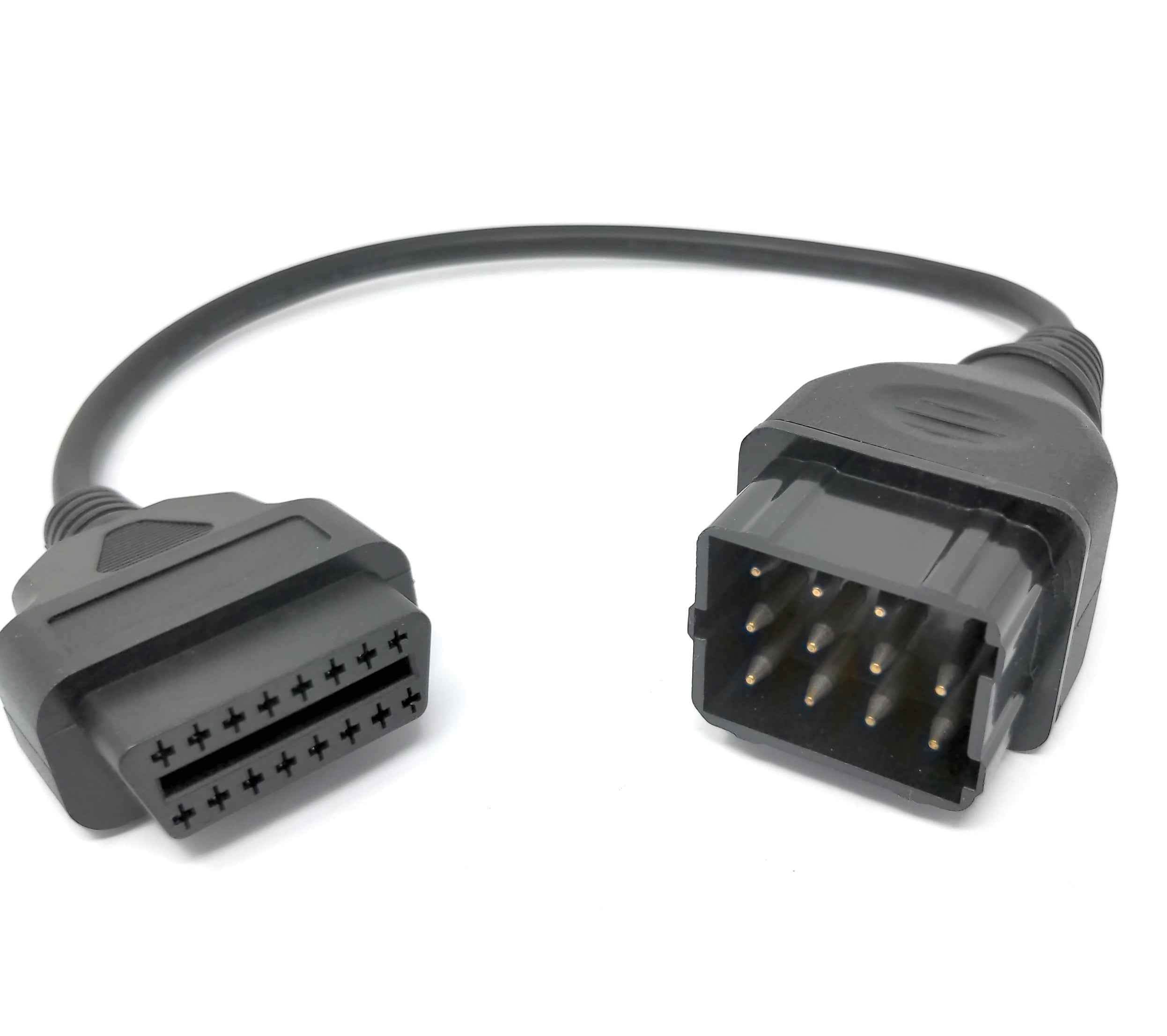SYSTEM-S OBD Kabel 40 cm OBD 2 Buchse für Renault 12pin in Schwarz für Auto Diagnose
