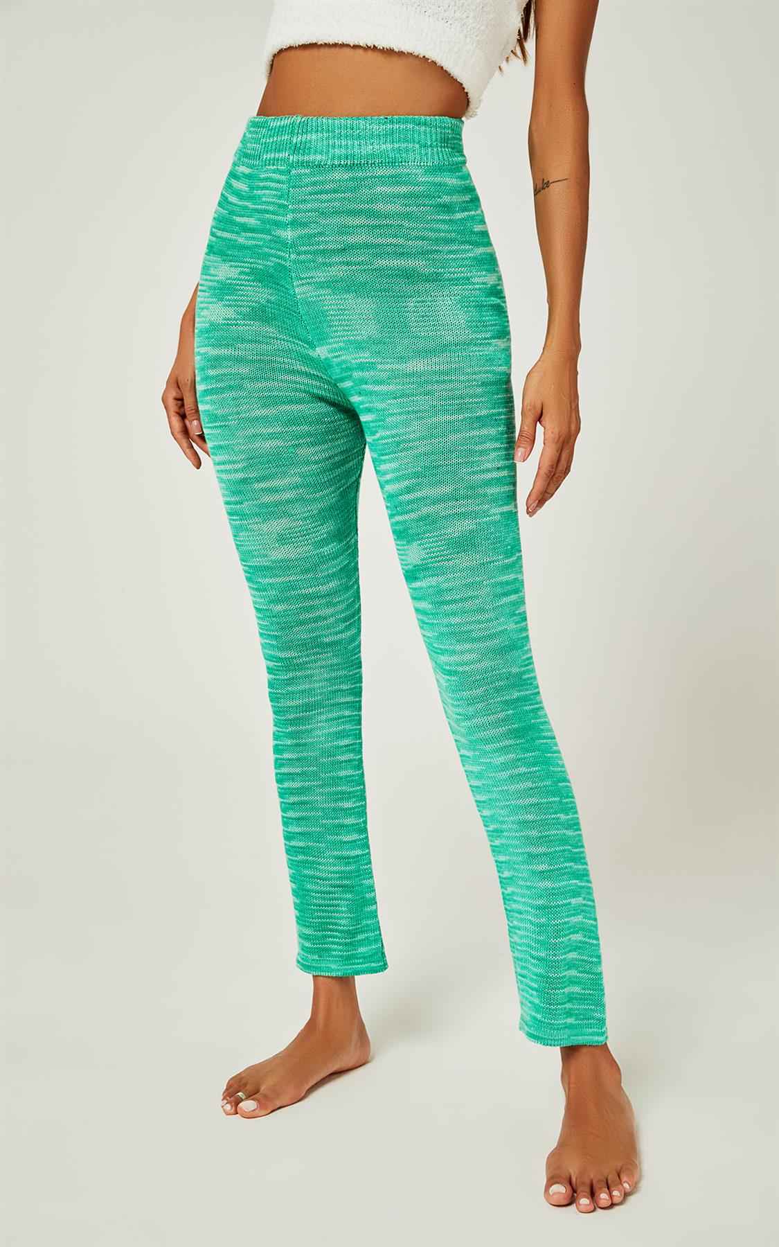 Knitted Fit Trousers In Green