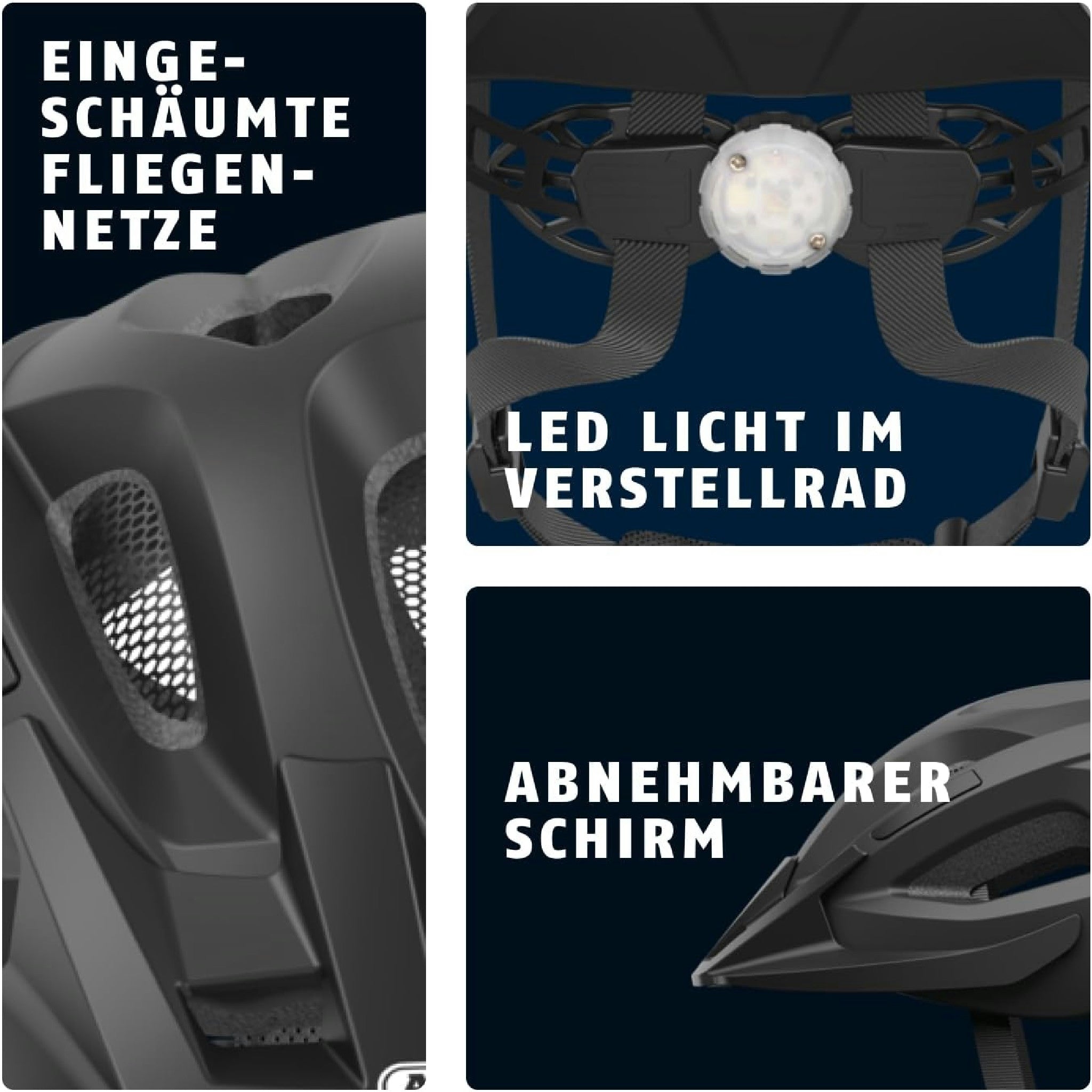 ABUS Stadthelm Aduro 2.0 - Allround-Fahrradhelm mit Licht - in sportivem Design für den Stadtverkehr - für Damen und Herren - Schwarz Matt, Größe L Hauptansicht