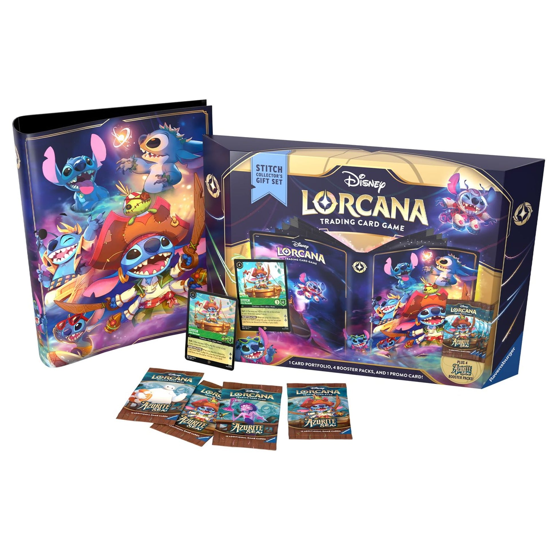 Disney Lorcana Azurite Sea Special Gift Set Sammelalbum Stitch Foil-Promokarte 4 Booster Packs – Produktbild 3