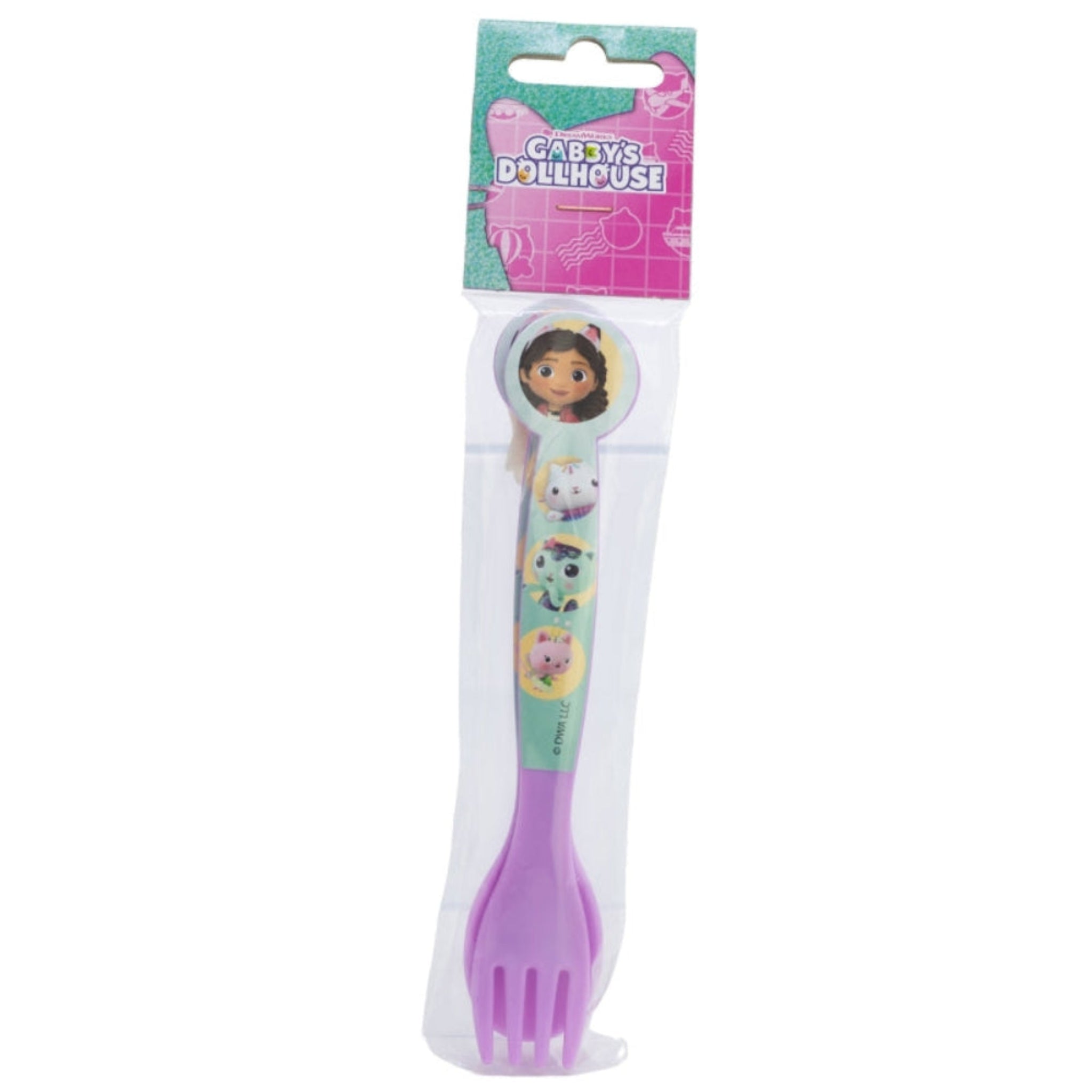 Kinder Besteck Set Kunststoff lila Gabby's Dollhouse 2-teilig Gabel Löffel