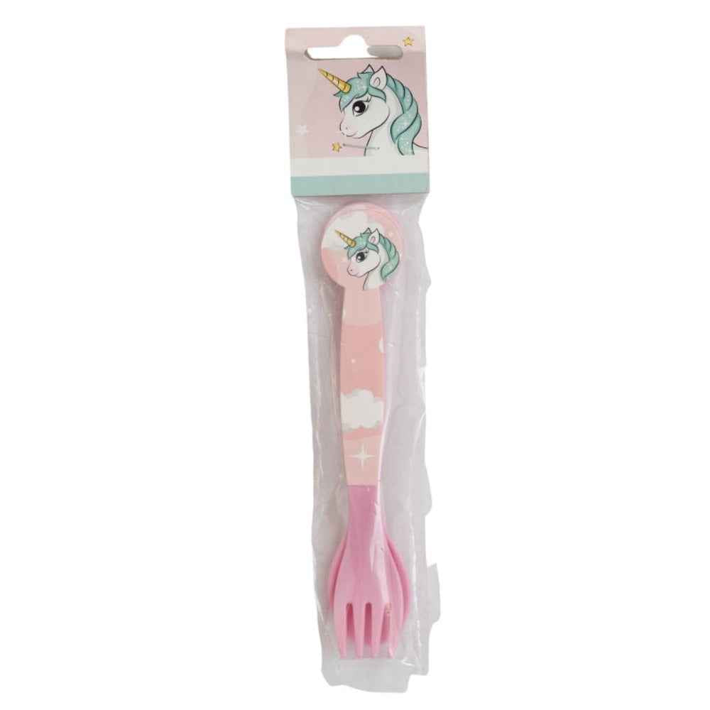 Einhorn Kinder Plastik Besteck Set - 2 Teile
