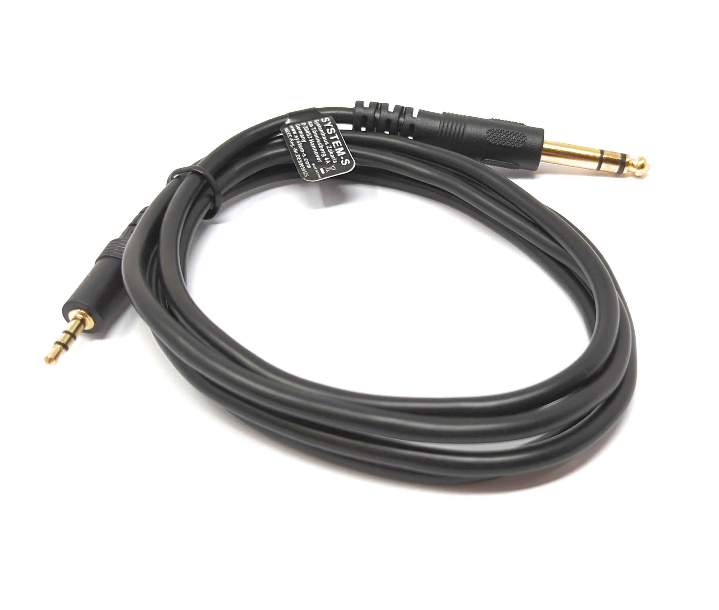SYSTEM-S Audio Kabel 150 cm Stereo AUX Klinke 6,35 mm Stecker zu 3,5 mm Stecker Schwarz