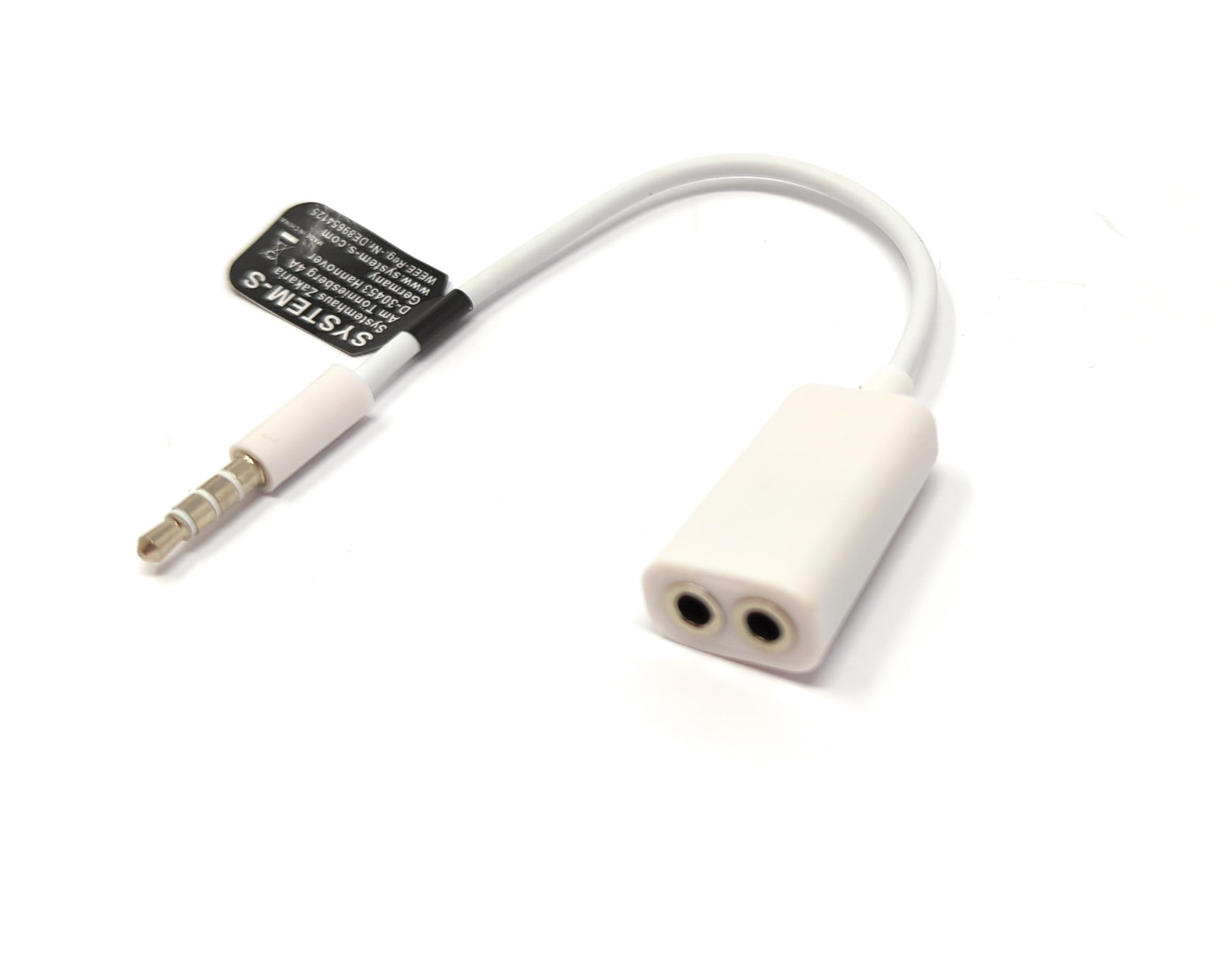 Audio Y Splitter Kabel 15 cm weiß 3,5 mm Klinke Stecker auf Buchse | System-S