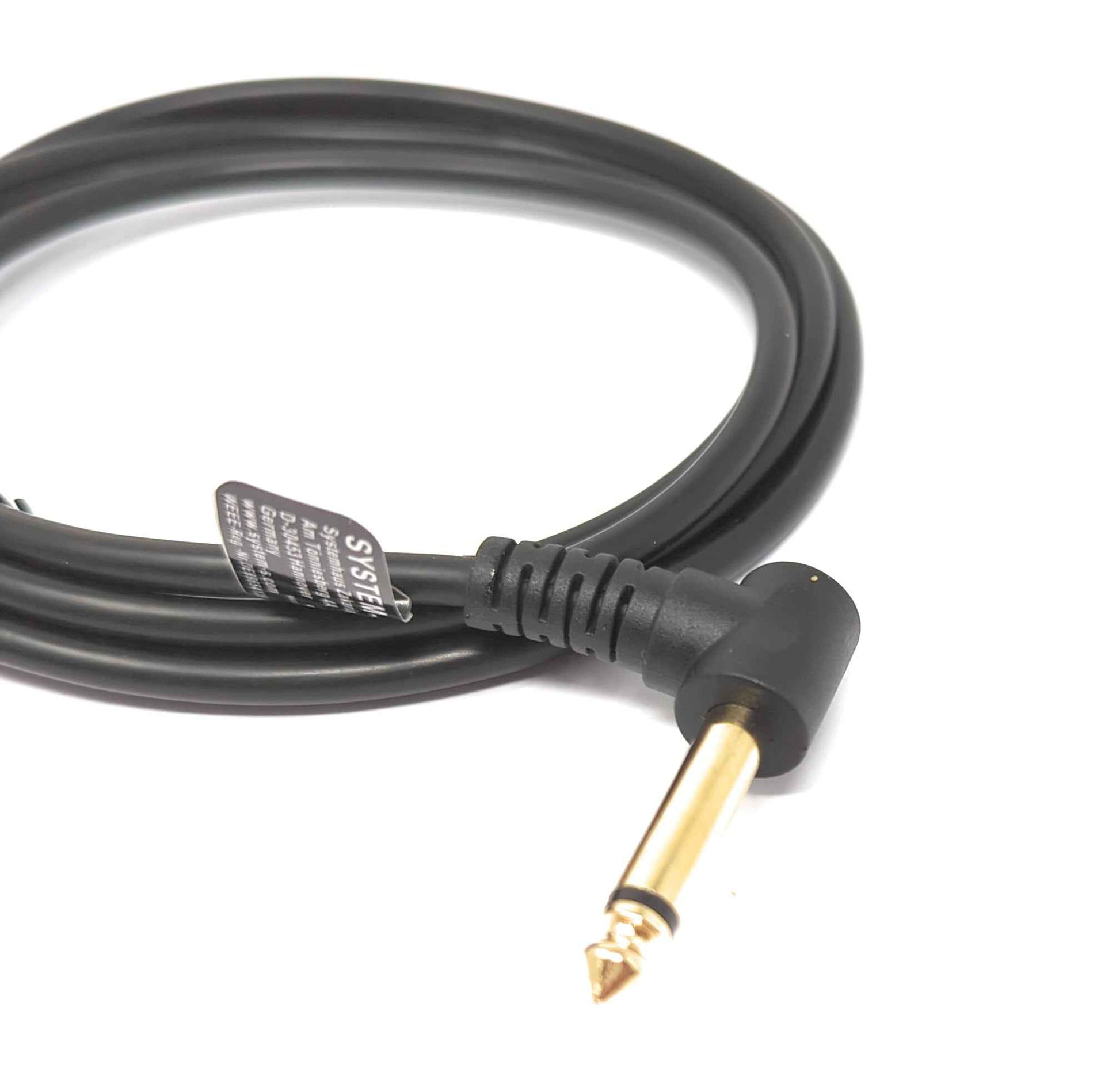 SYSTEM-S Audio Kabel 150 cm Stereo AUX Klinke 6,35 mm Stecker zu Stecker Winkel Schwarz