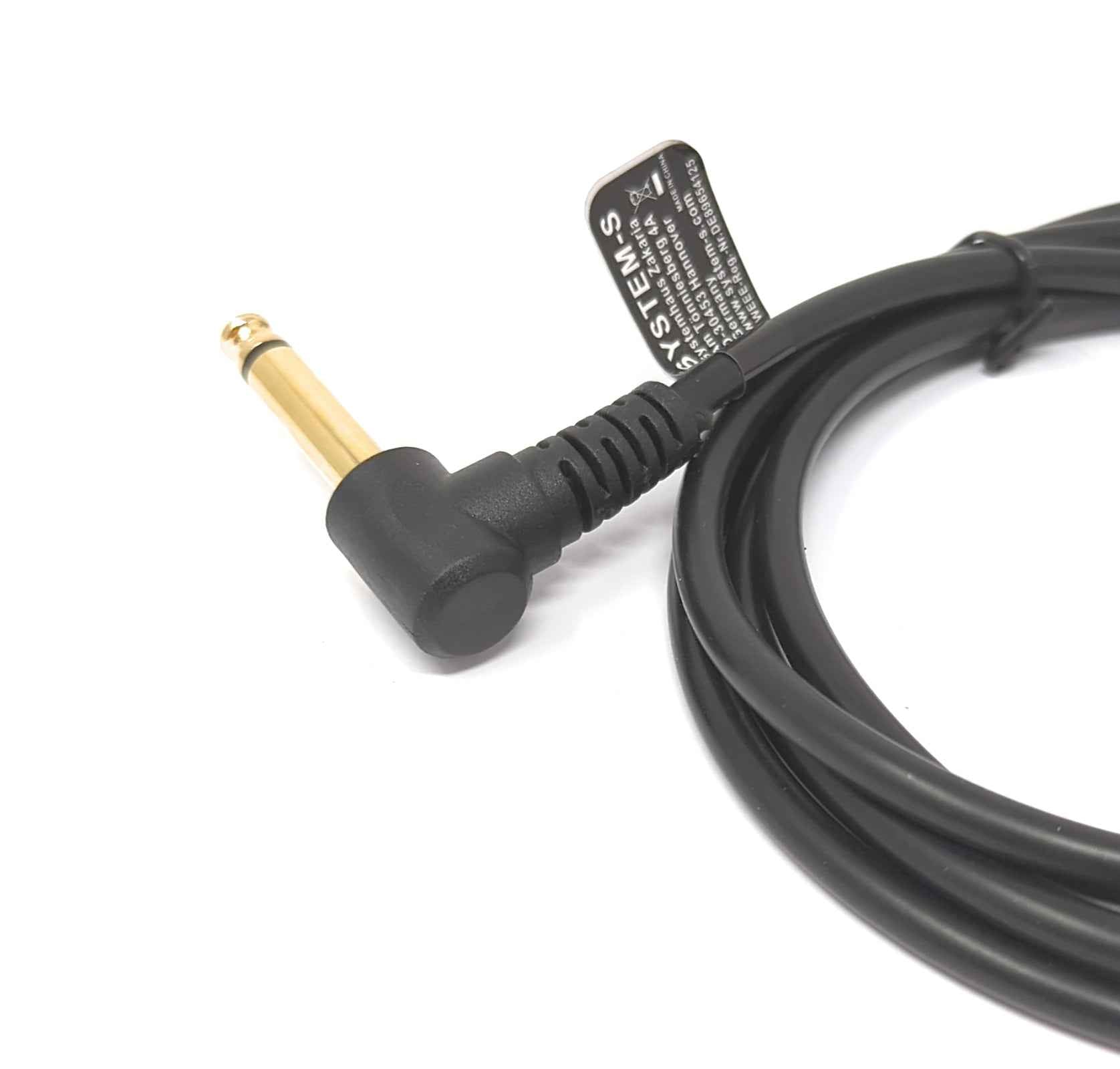 SYSTEM-S Audio Kabel 150 cm Stereo AUX Klinke 6,35 mm Stecker zu Stecker Winkel Schwarz