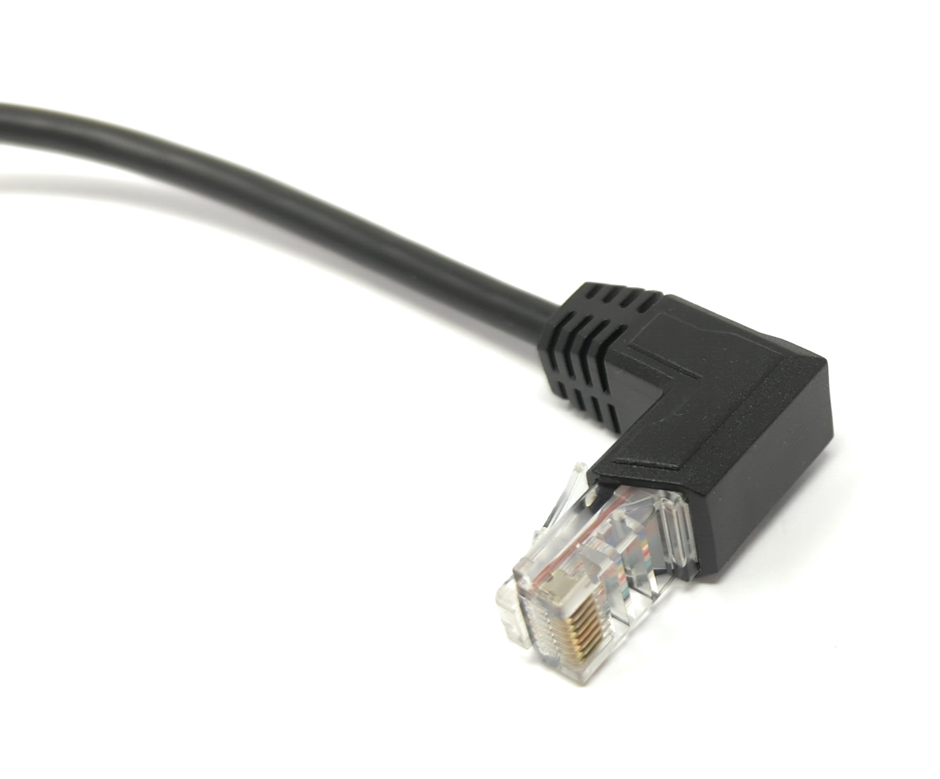 LAN Kabel RJ45 Stecker zu 8 Pin Terminalblock 30 cm gewinkelt schwarz | System-S