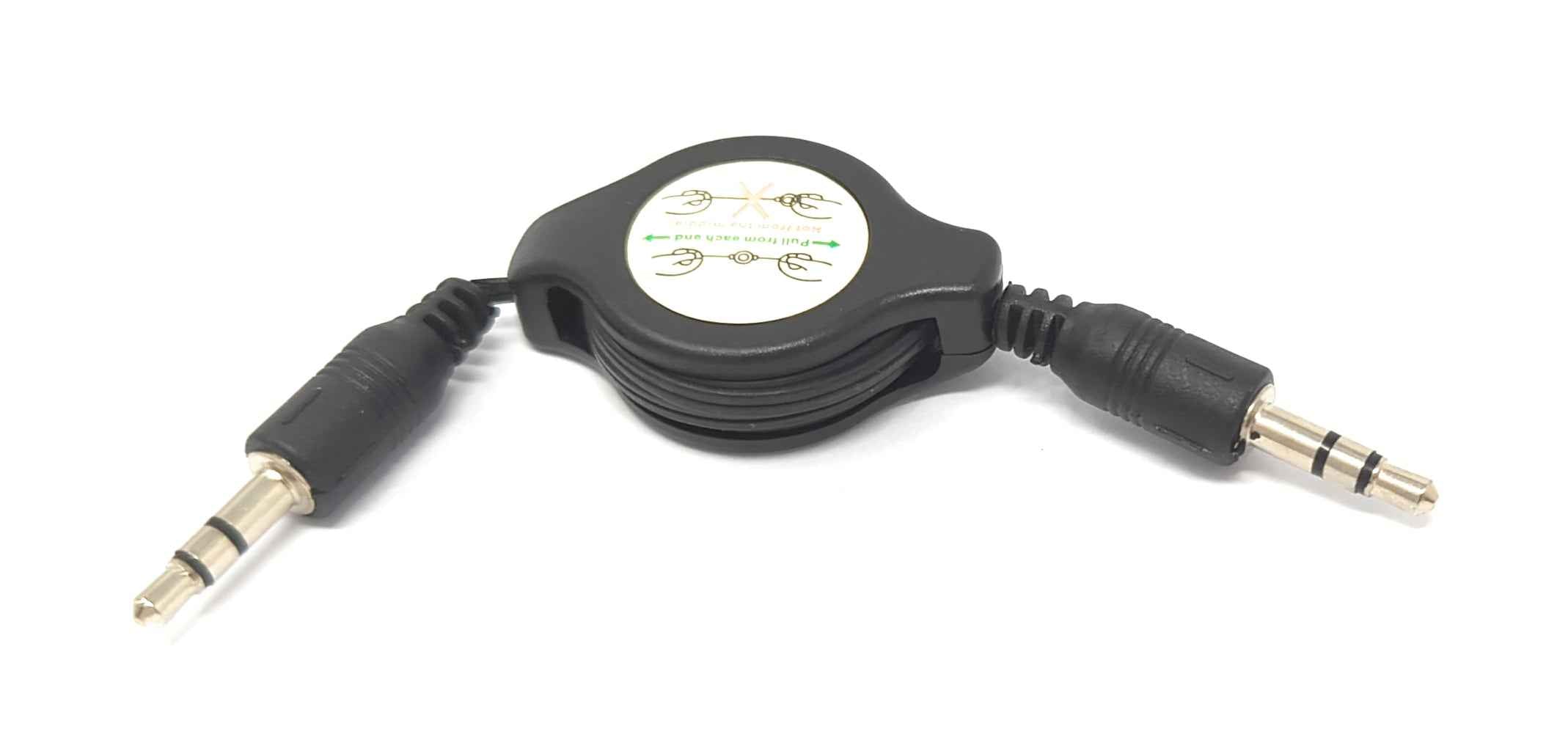 SYSTEM-S Audio Kabel 80 cm Stereo AUX Klinke 3,5 mm Stecker zu Stecker ausfahrbar Schwarz
